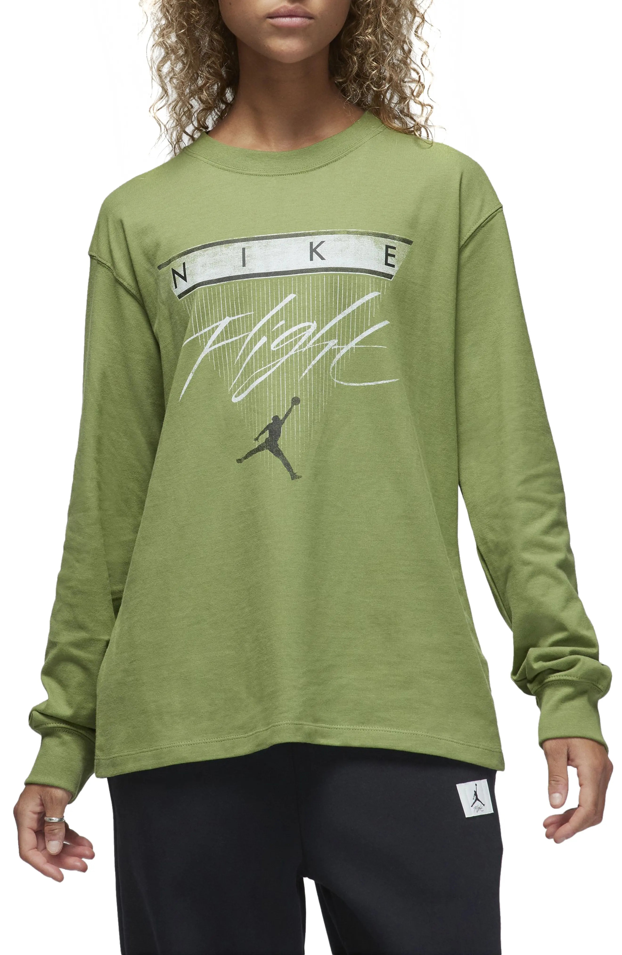 Flight Long Sleeve Graphic T-Shirt in Sky Light Olive/Black - 1