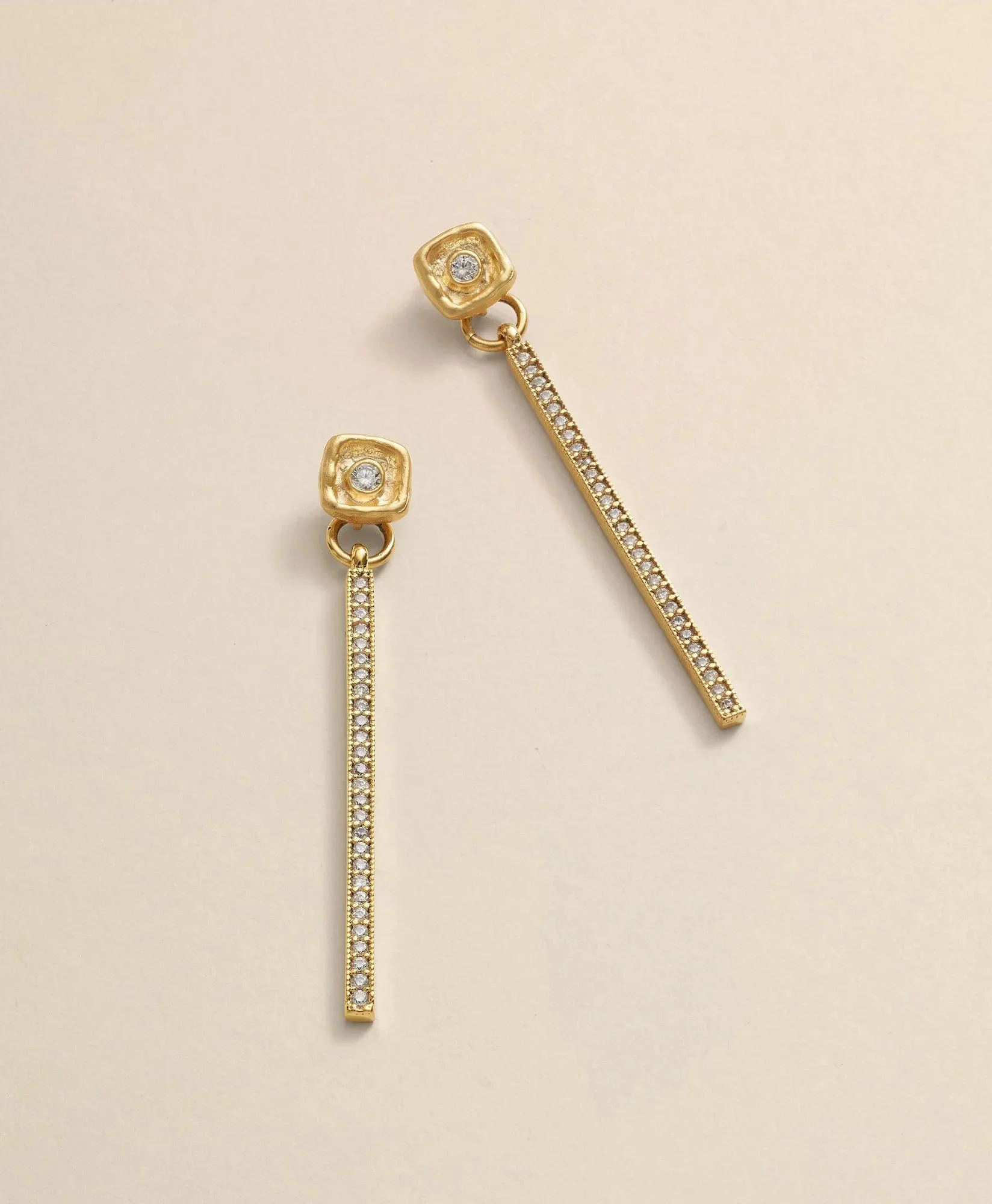 Loni Paul Crystal Bar Earrings in 14K Plated Gold - 1