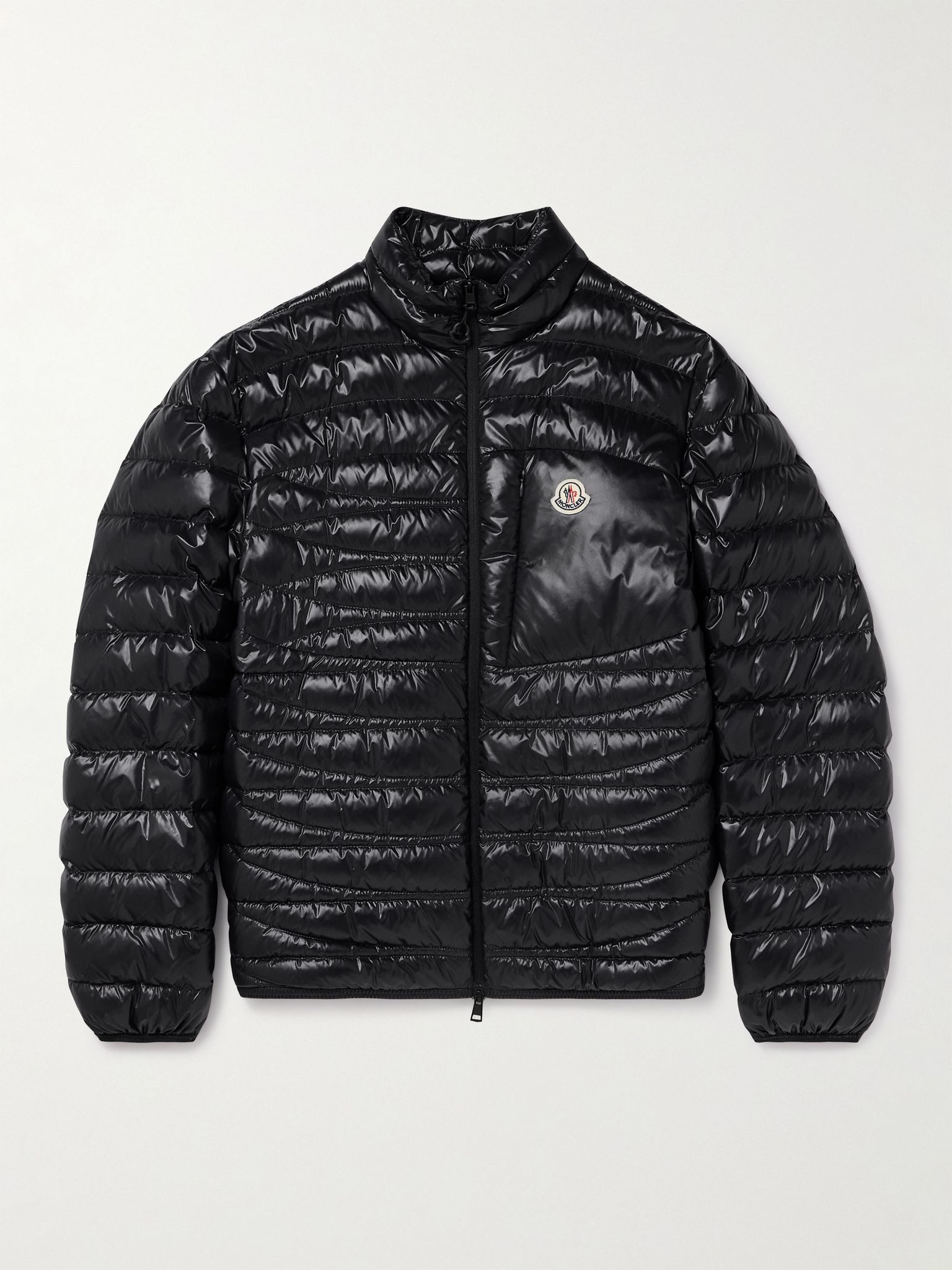 Logo-Appliquéd Quilted Nylon Laqué Down Jacket Black - 1