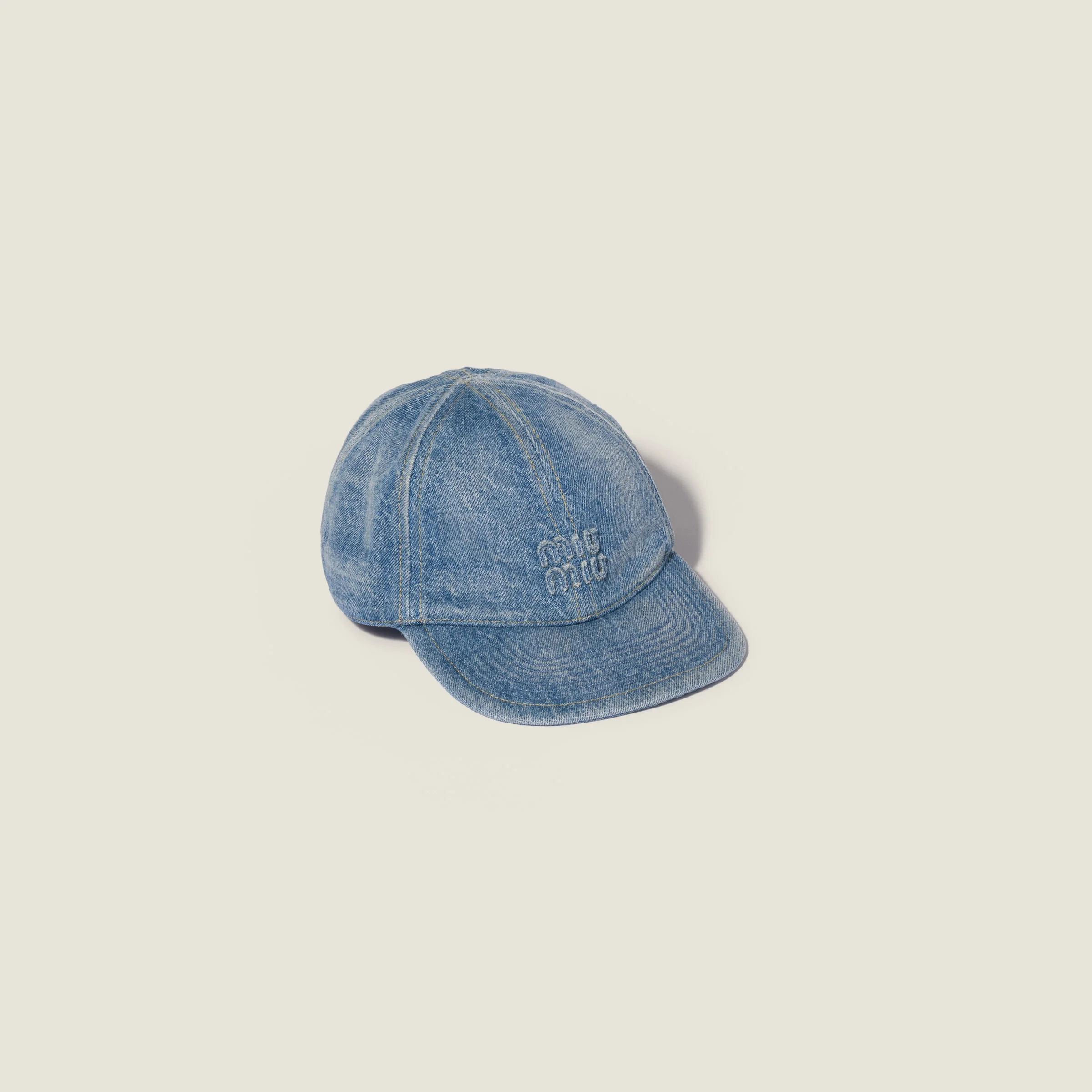 Washed denim baseball cap - 1