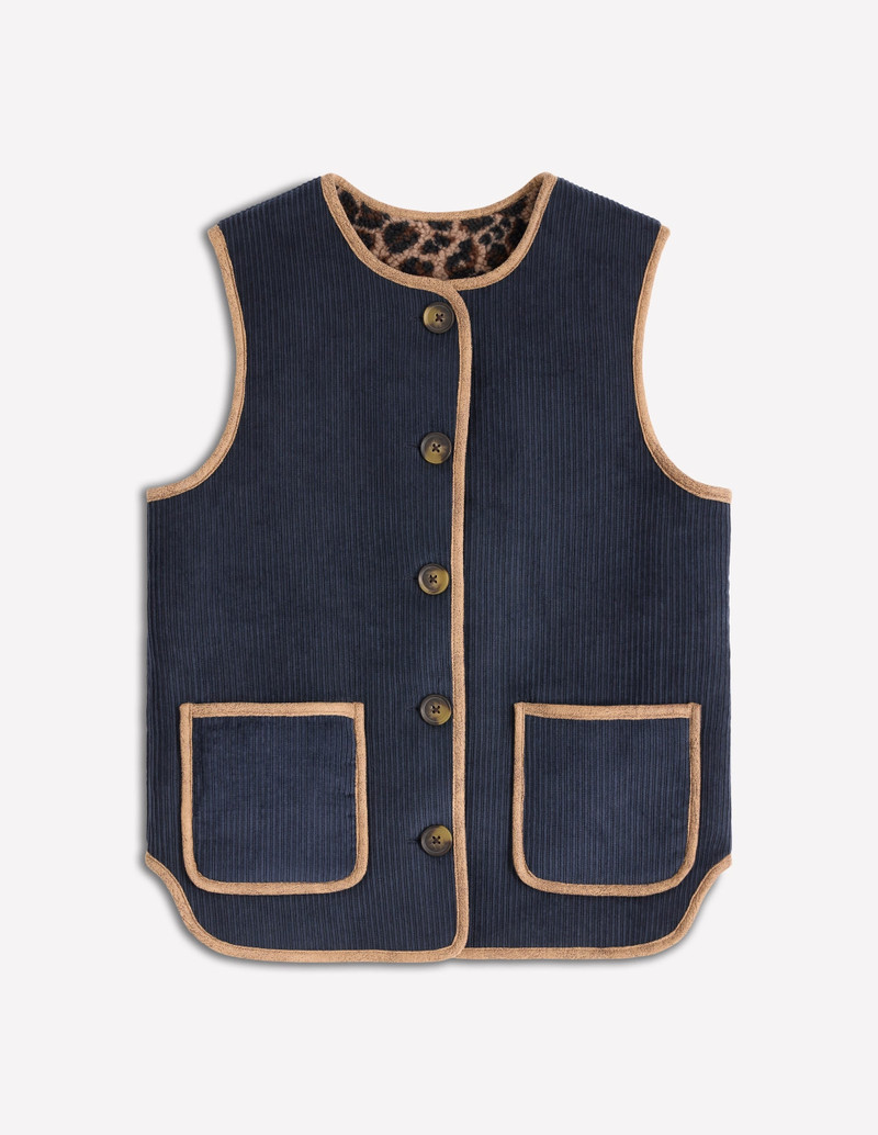 Clerkenwell Reversible Gilet-Navy, Leopard 9