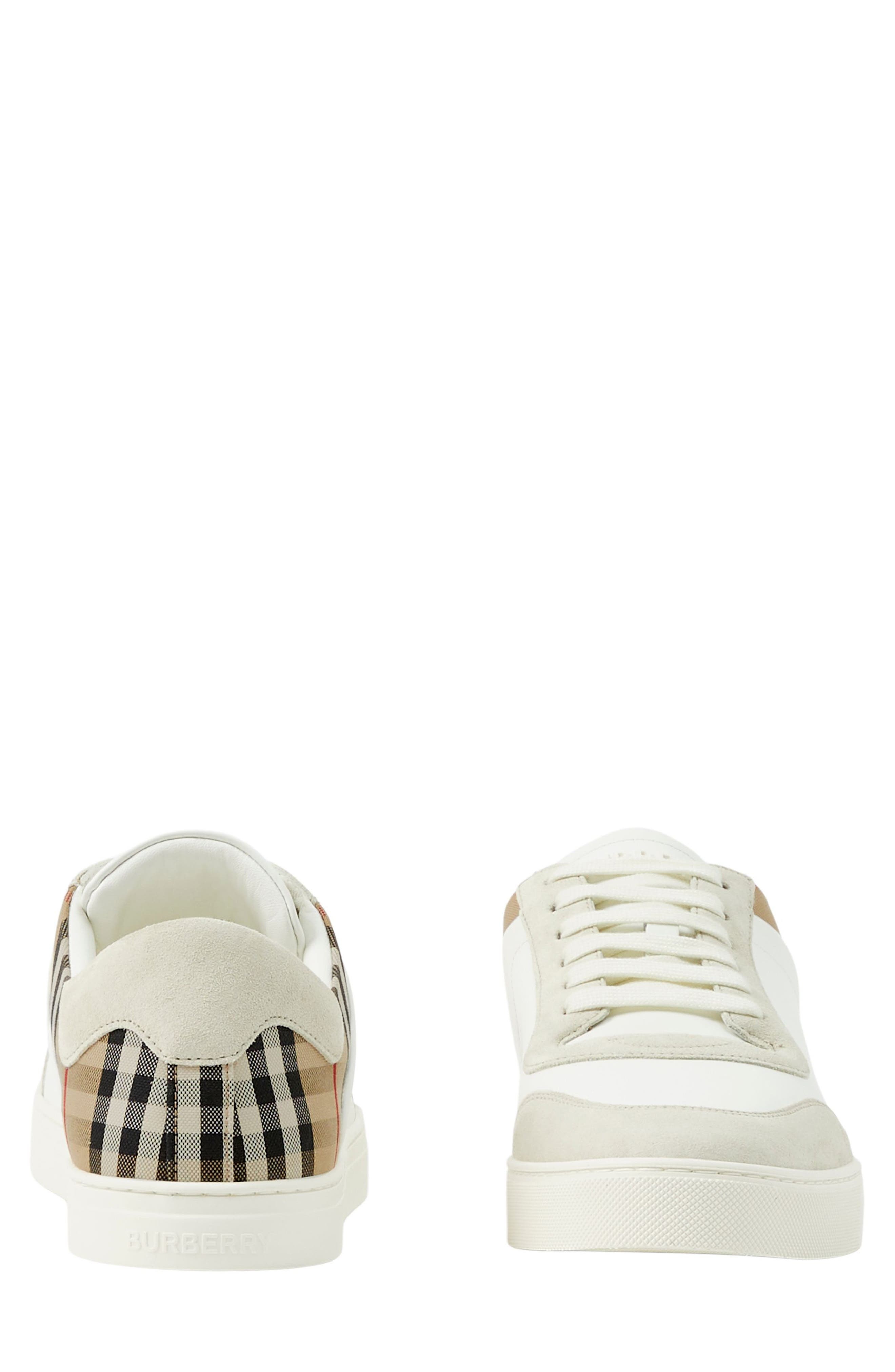 burberry Stevie Leather & Canvas Check Sneaker in Off White/Beige Ip Check at Nordstrom - 3