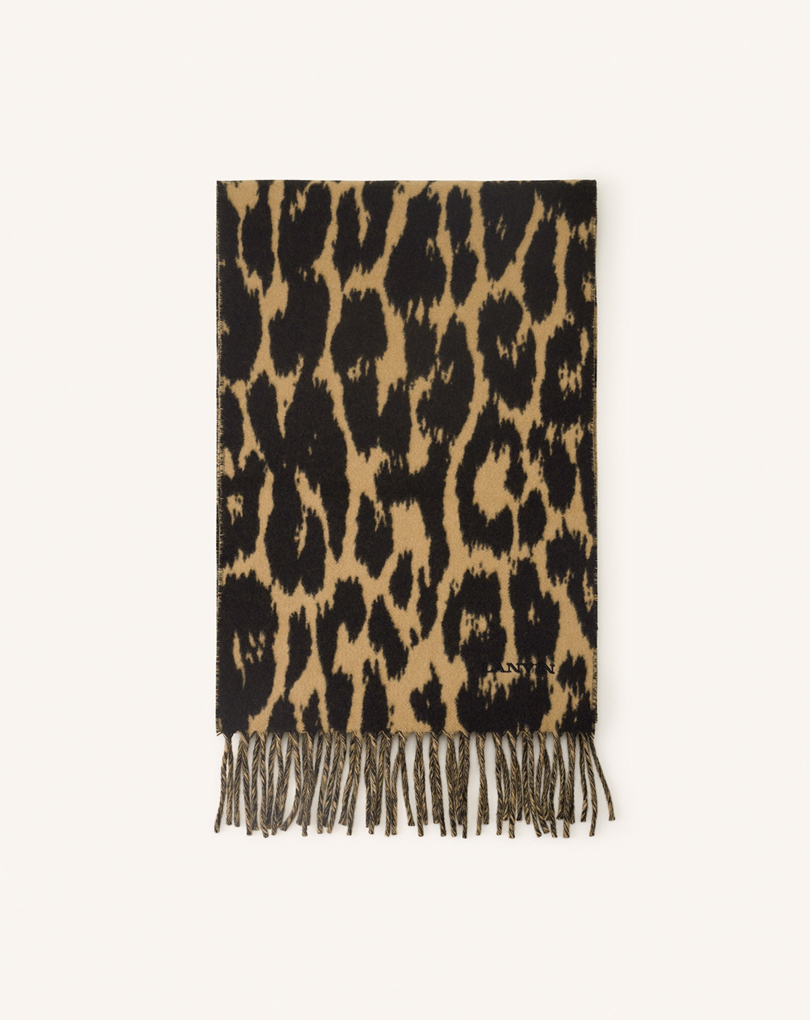 LEOPARD PRINT WOOL SCARF - 1
