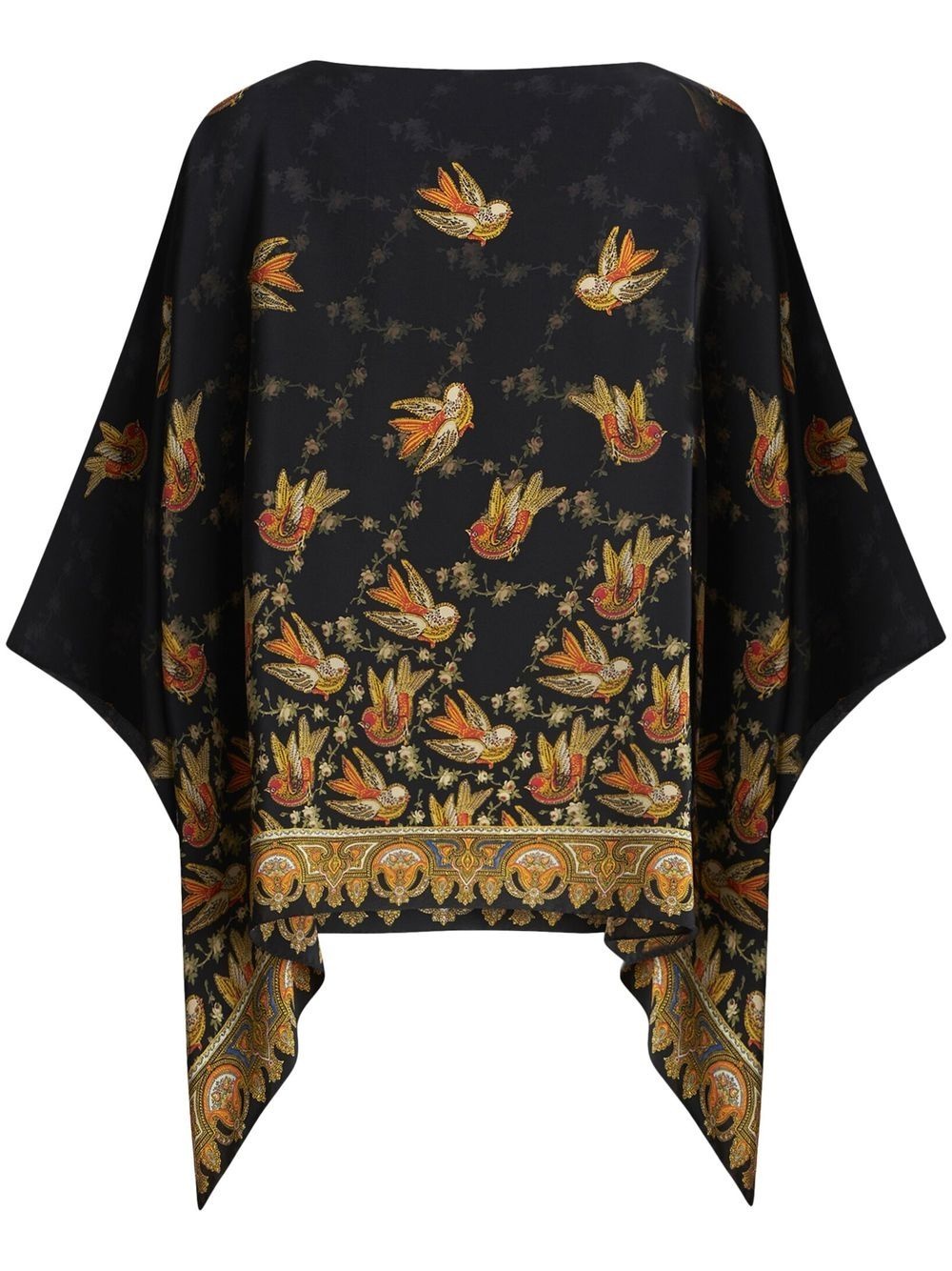 bird-print silk blouse - 1