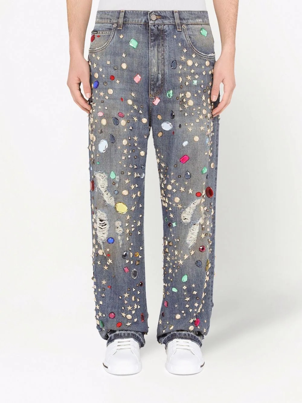 stone-embellished jeans - 3