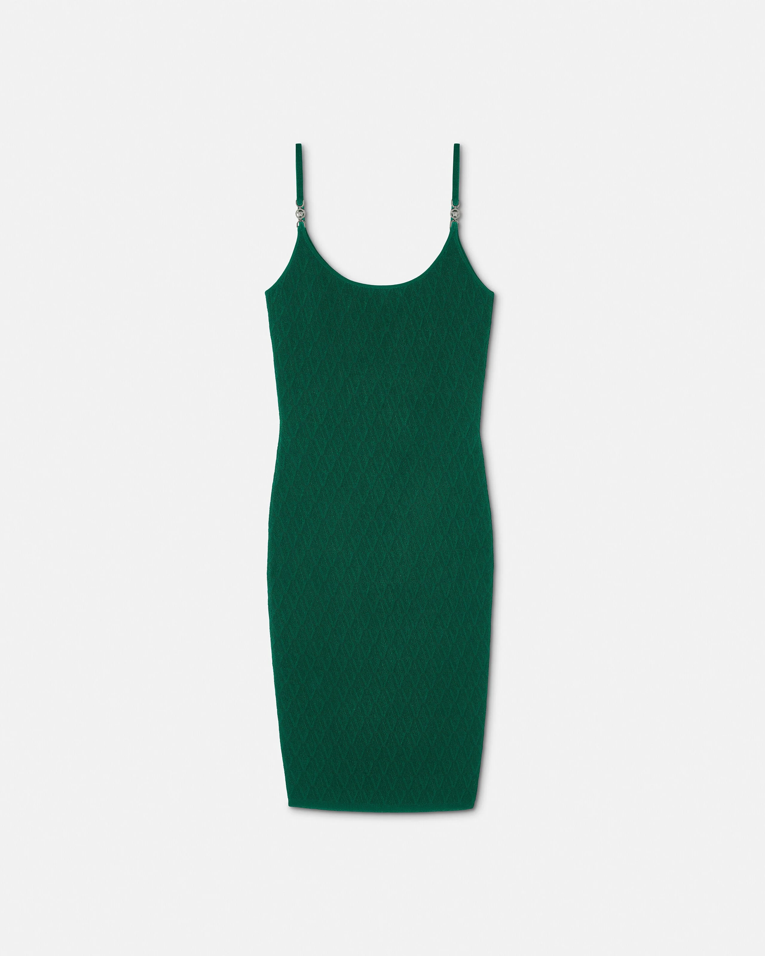 V Allover Jacquard Knit Fitted Mini Dress - 1