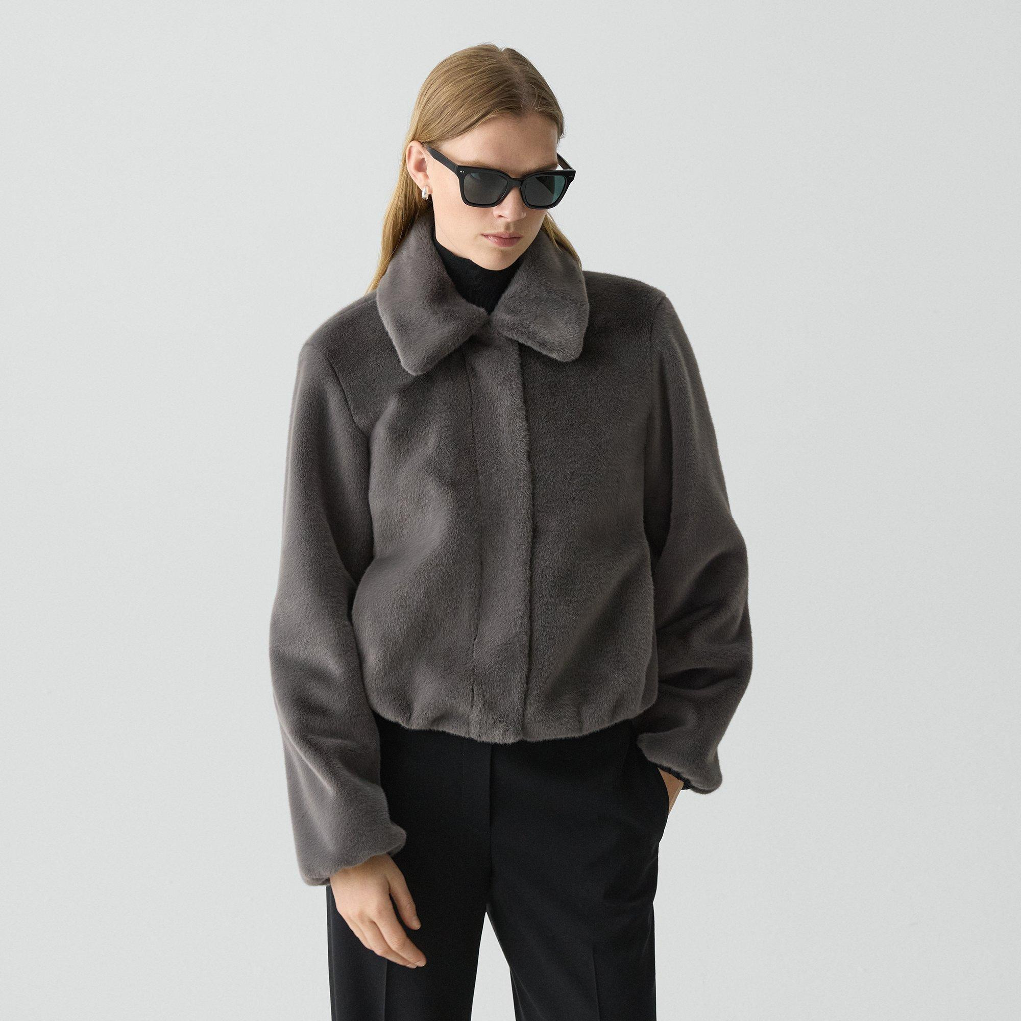 Collared Jacket in Faux Fur - 2