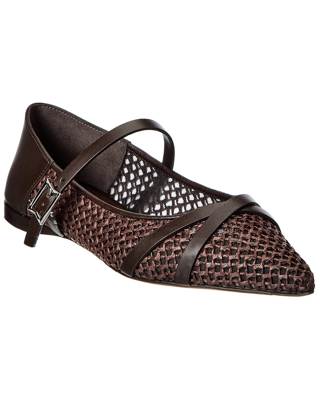 Max Mara Straw & Leather Flat - 1