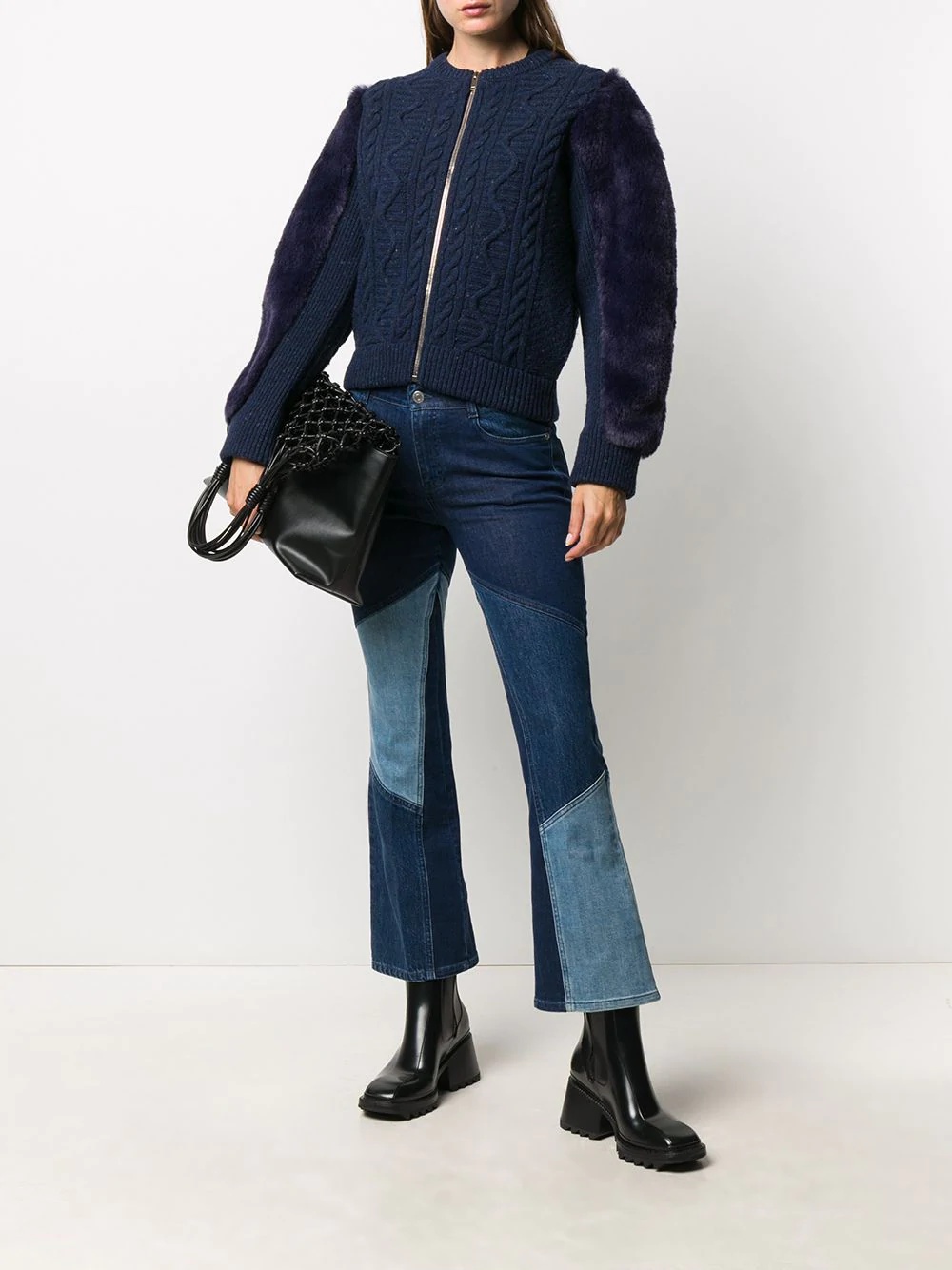 contrast-panel kick-flare jeans - 2