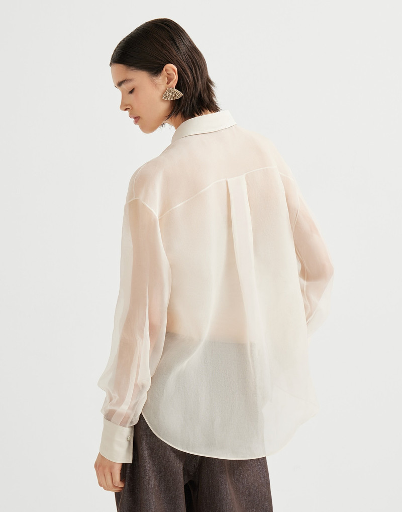Brunello Cucinelli Crispy silk shirt with monili outlook