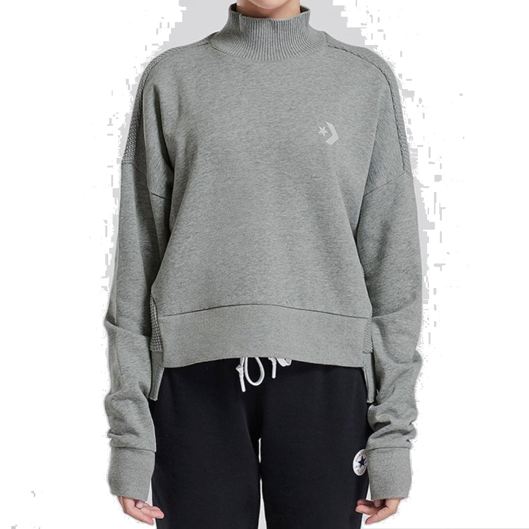(WMNS) Converse Knit Mock Neck Sweatshirt 'Grey' 10007185-A02 - 3