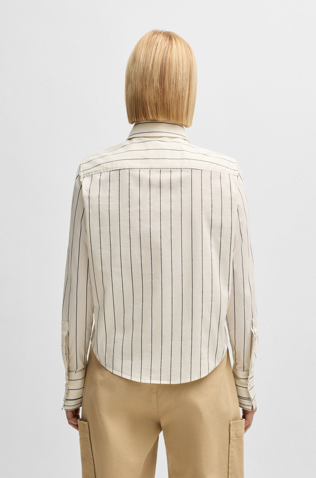 REGULAR-FIT BLOUSE IN STRIPED STRETCH COTTON - 5