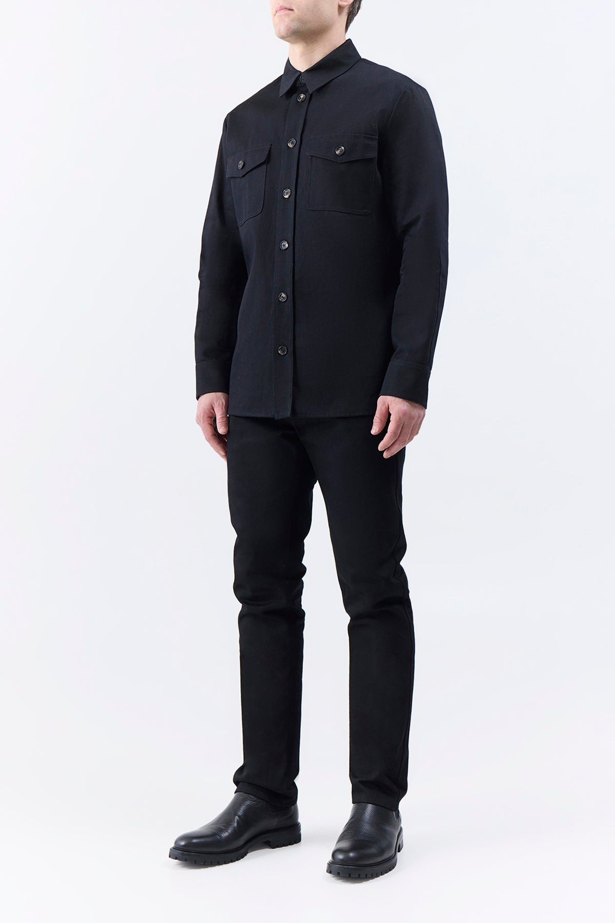 Everly Overshirt in Black Organic Cotton - 4