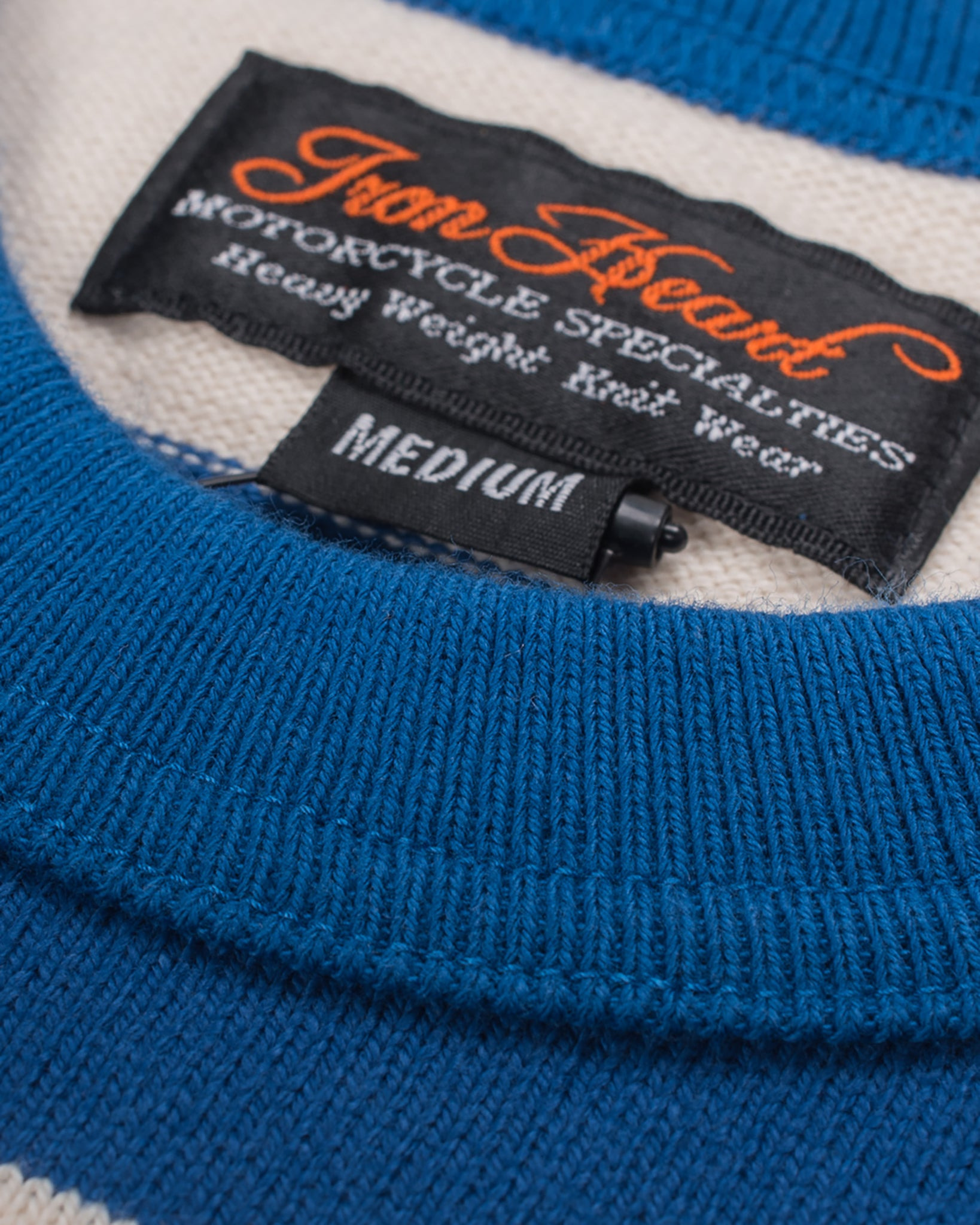 IHTB-01-BLU-WHT 11oz  Knitted Cotton Long-Sleeved Sweater - Blue/White - 6