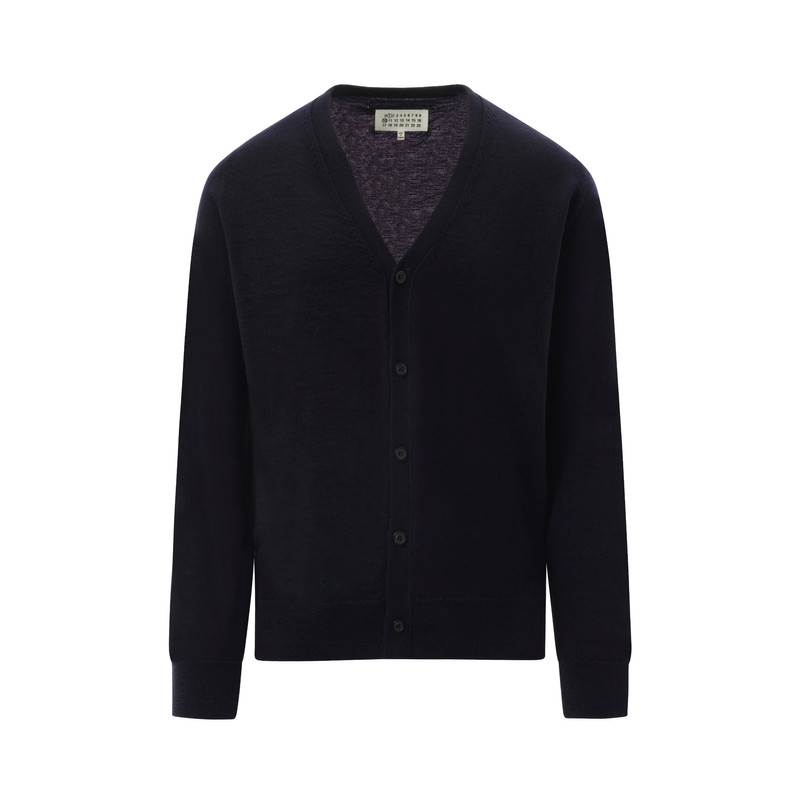 Maison Margiela Wool Cardigan in Dark Blue outlook