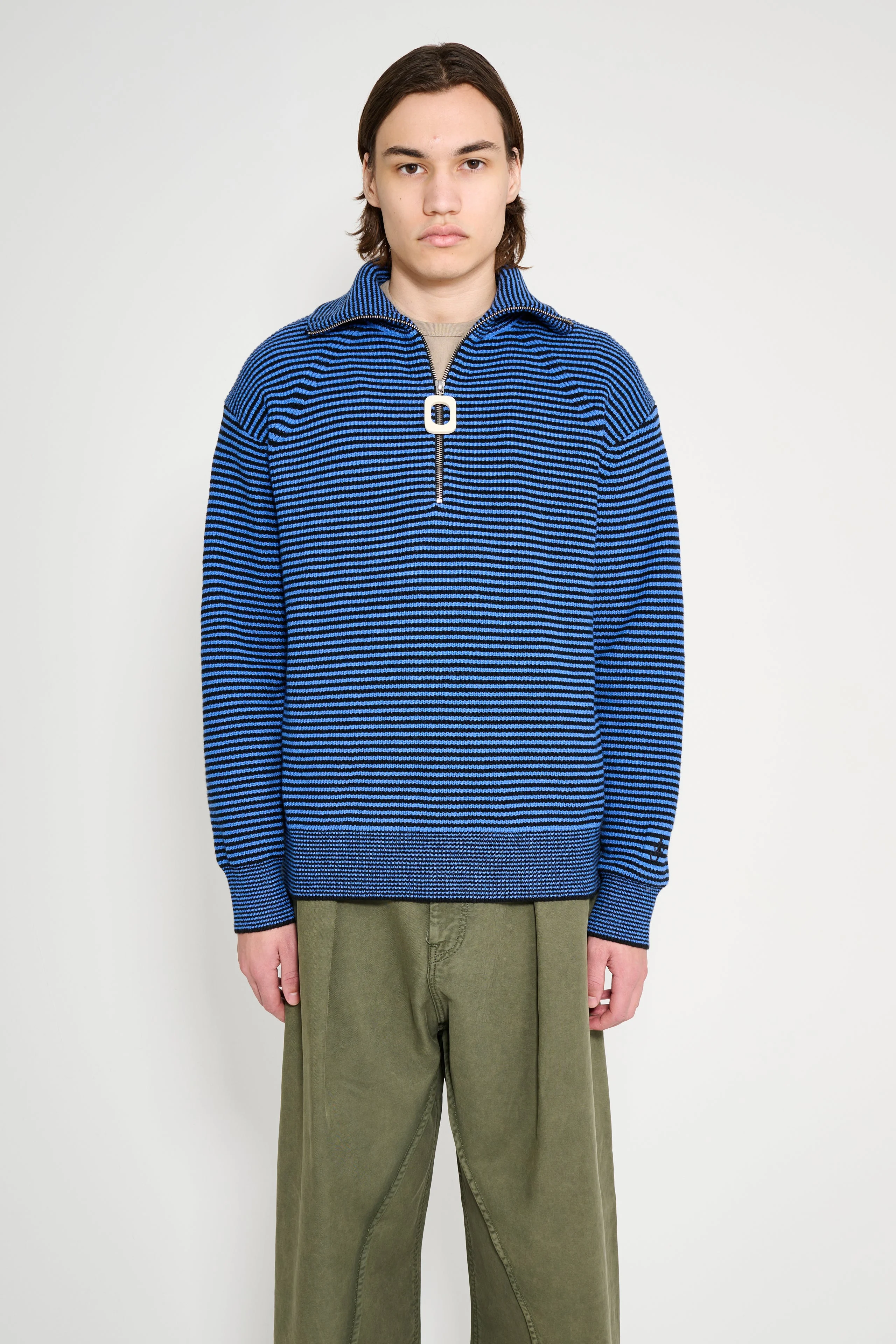 JW ANDERSON HALF ZIP JUMPER BLUE / BLACK - 1