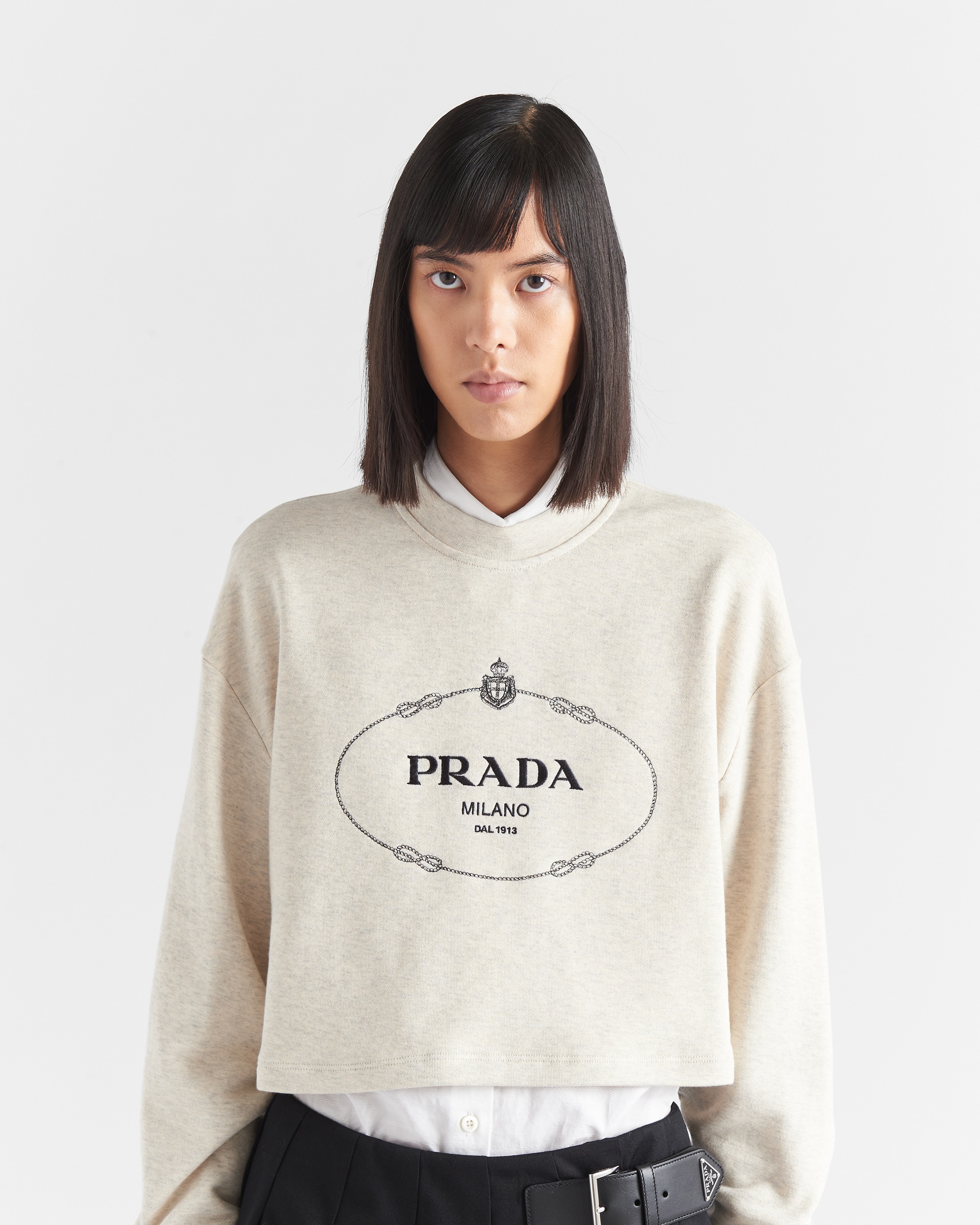 トップス 22AW PRADA pullover big logo parker S Prada Men's Crest Logo Sweatshirt | Neiman Marcus