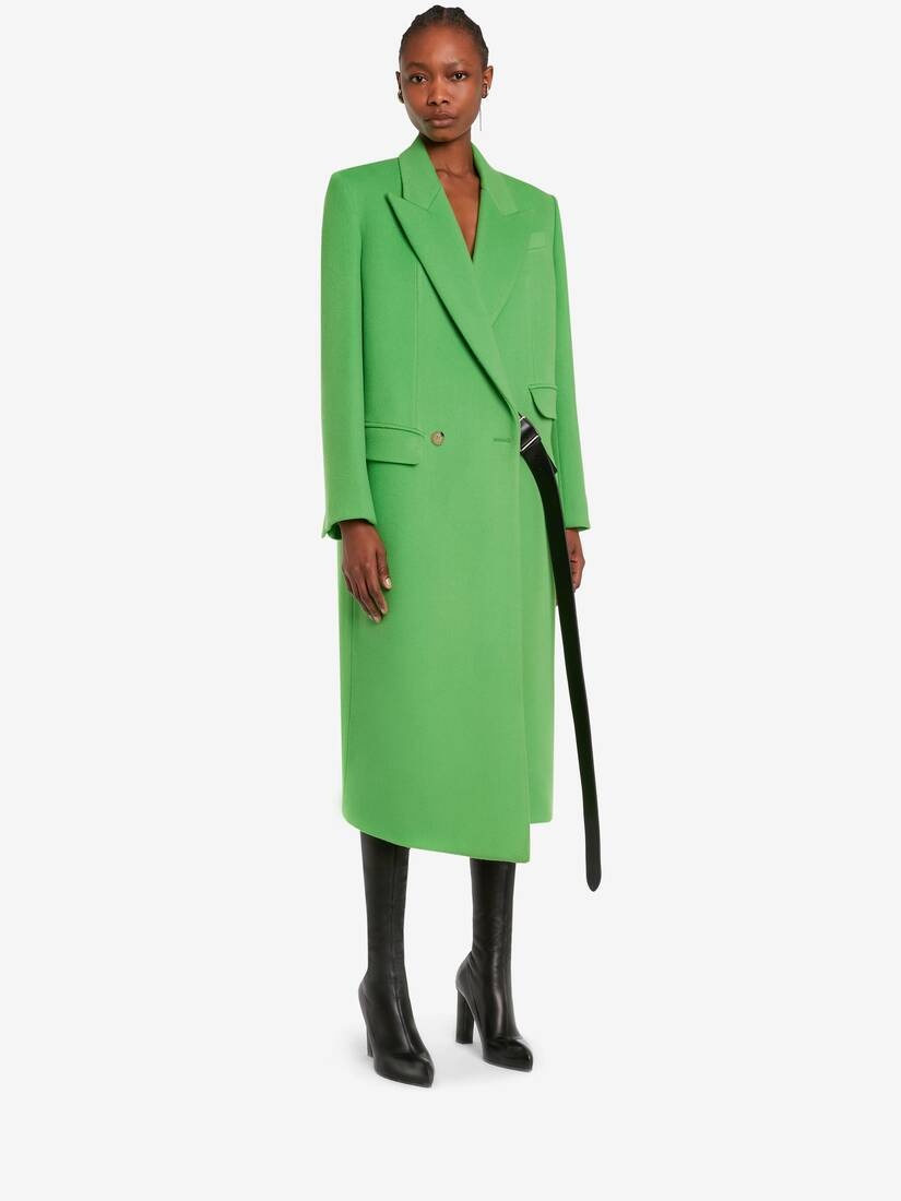 Women's Oversized Drop Hem Coat in Acid Green - 3