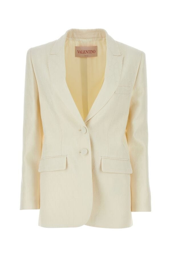 Valentino Garavani Woman Ivory Crepe Blazer - 1