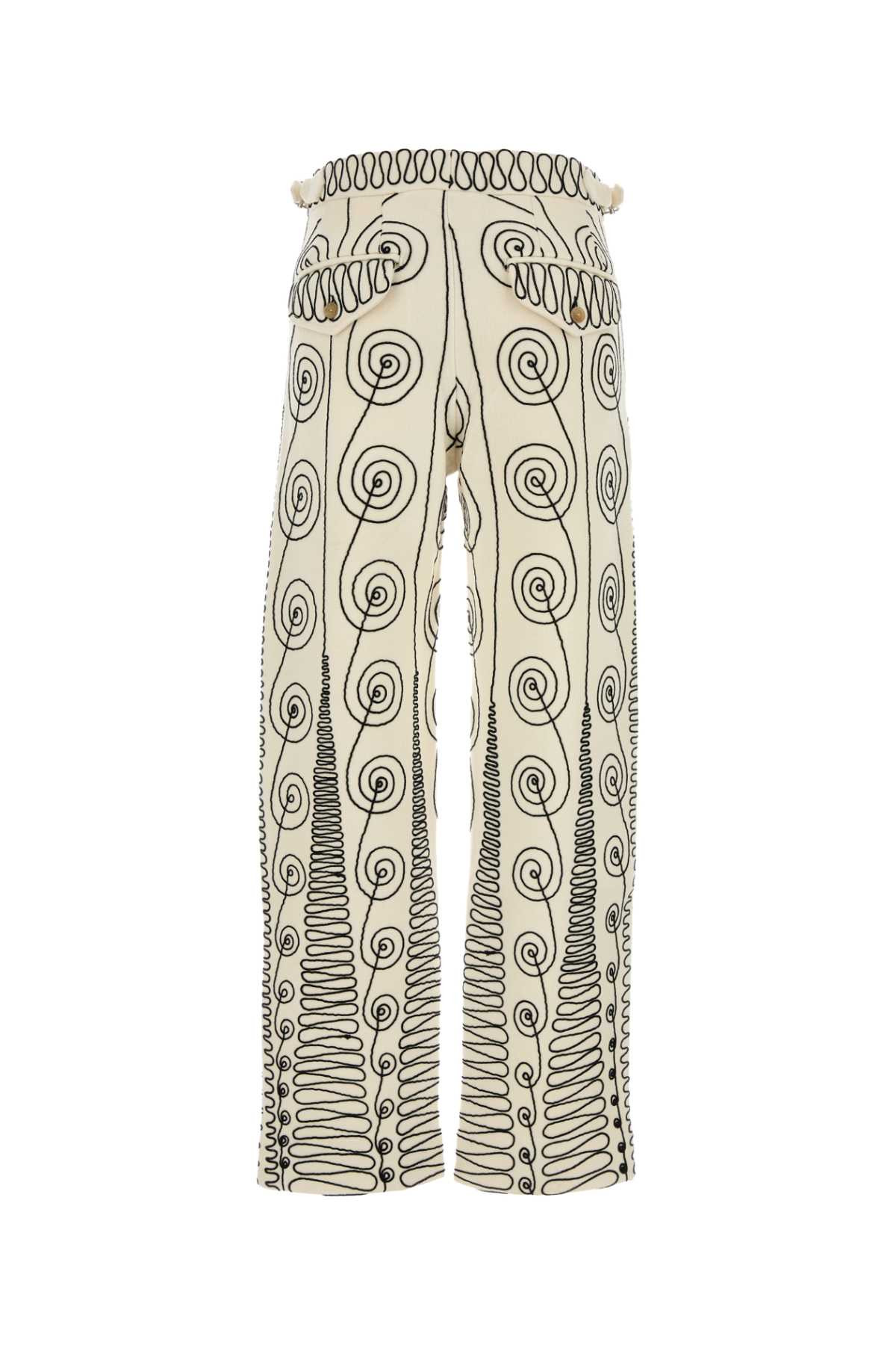 Bode Men Embroidered Wool Quillwork Pant - 2
