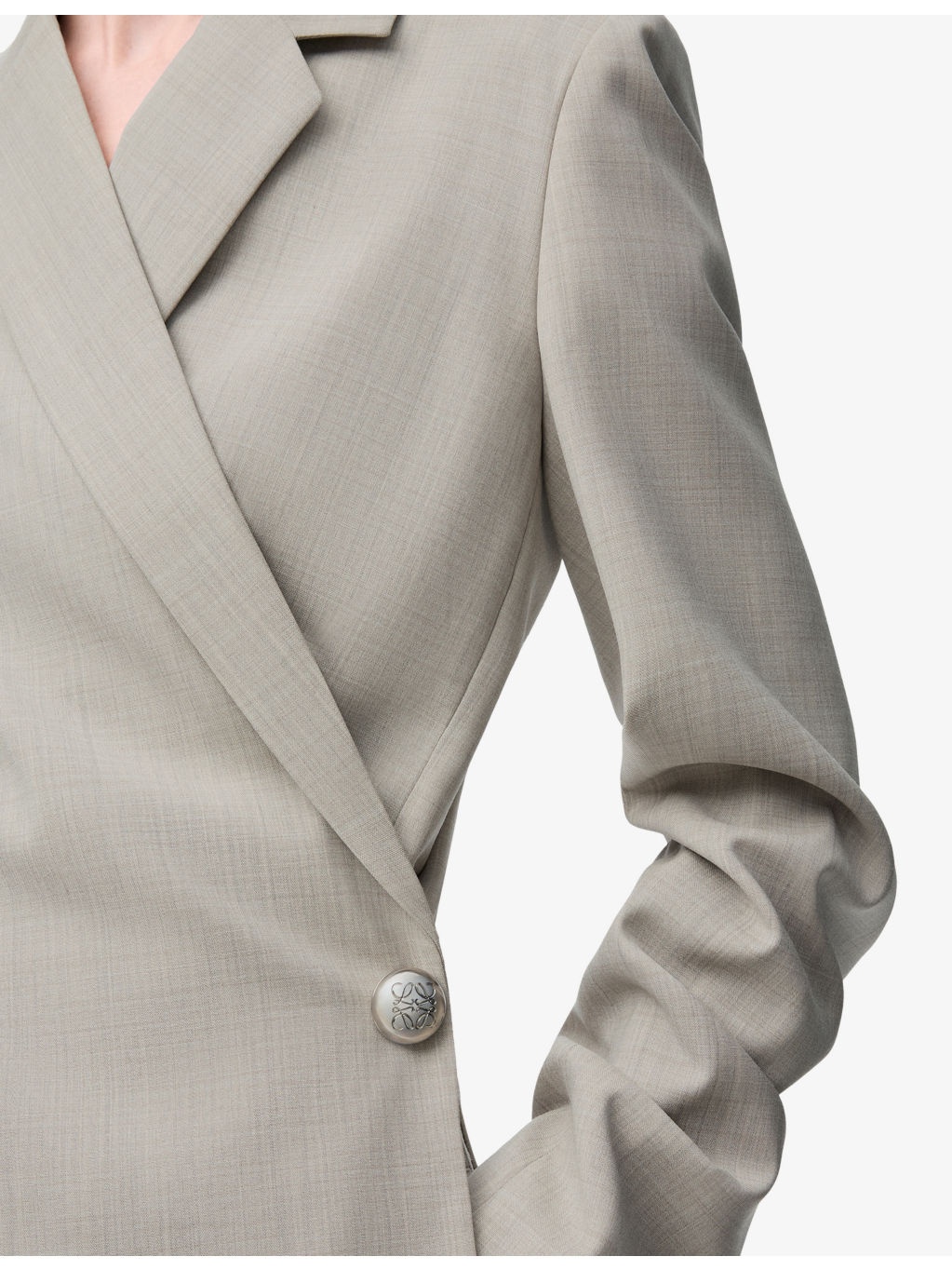 Tailored Wrap-Over Wool Blazer - 4