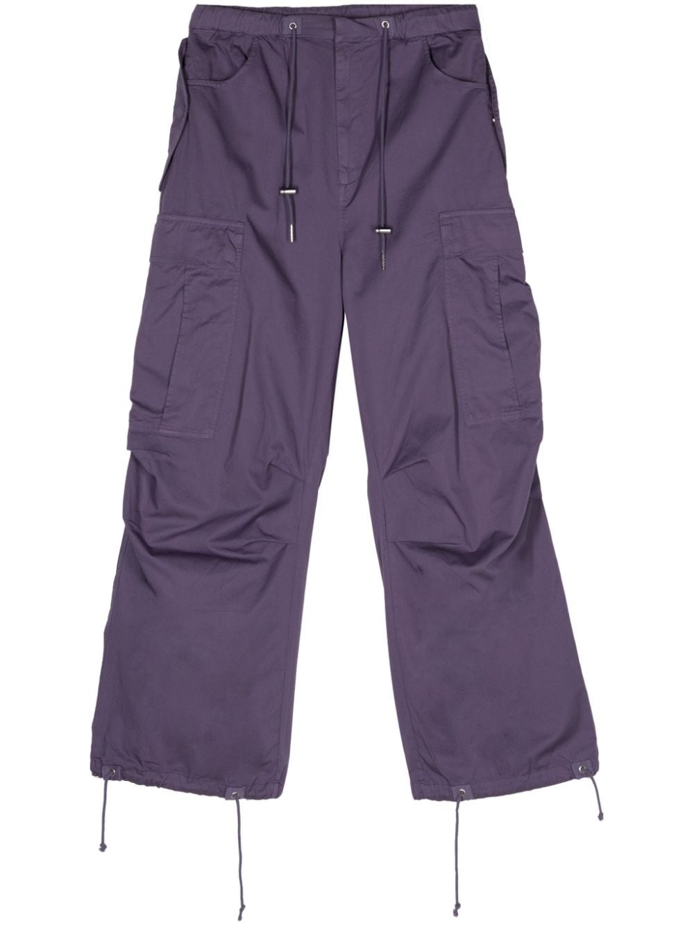 drawstring-waist cotton cargo pants - 1
