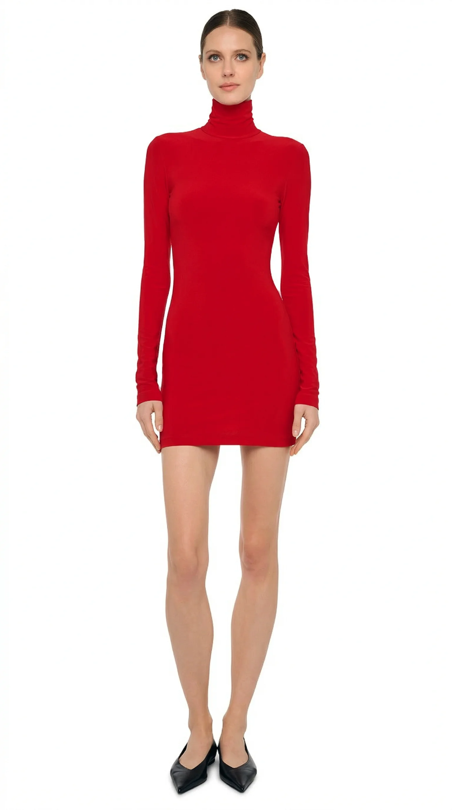 LONG SLEEVE TURTLENECK MINI DRESS - 1