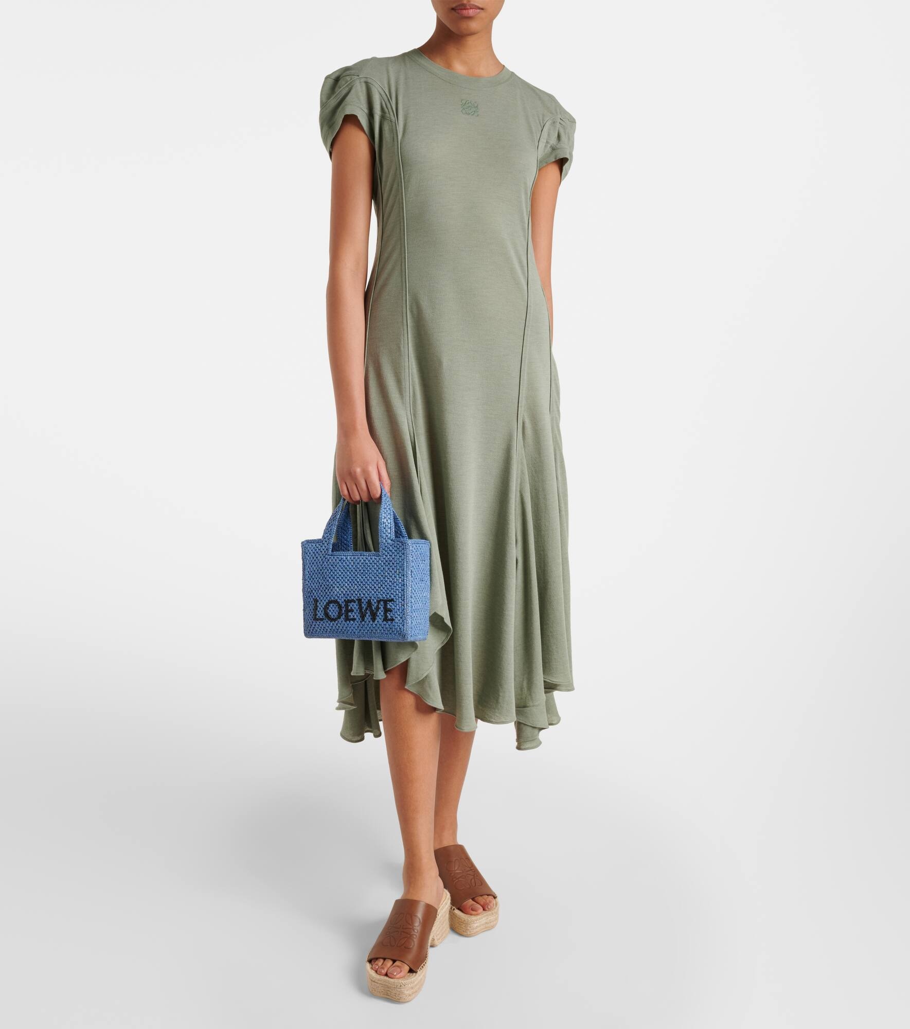 Paula's Ibiza Mini logo raffia shopper - 5