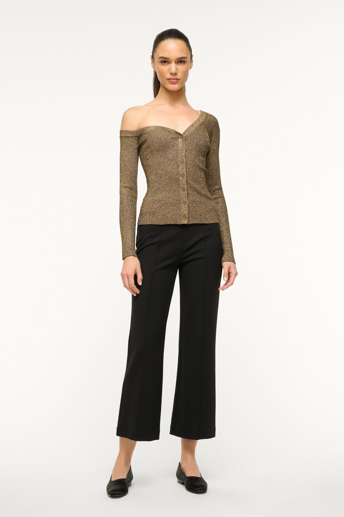 STAUD CRAFTSMAN SWEATER METALLIC GOLD - 3