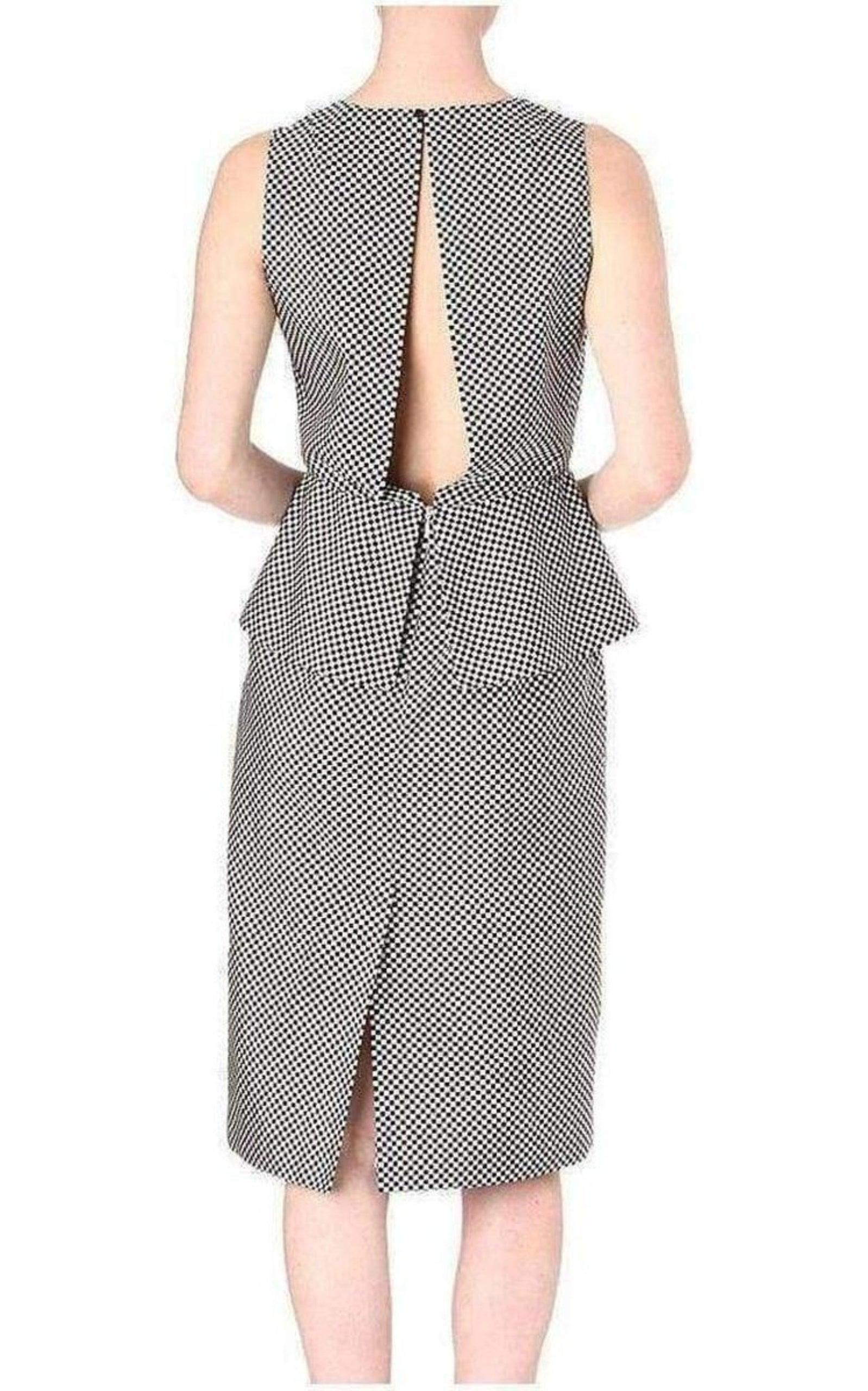 Monochrome Silk Peplum Waist Dress - 2