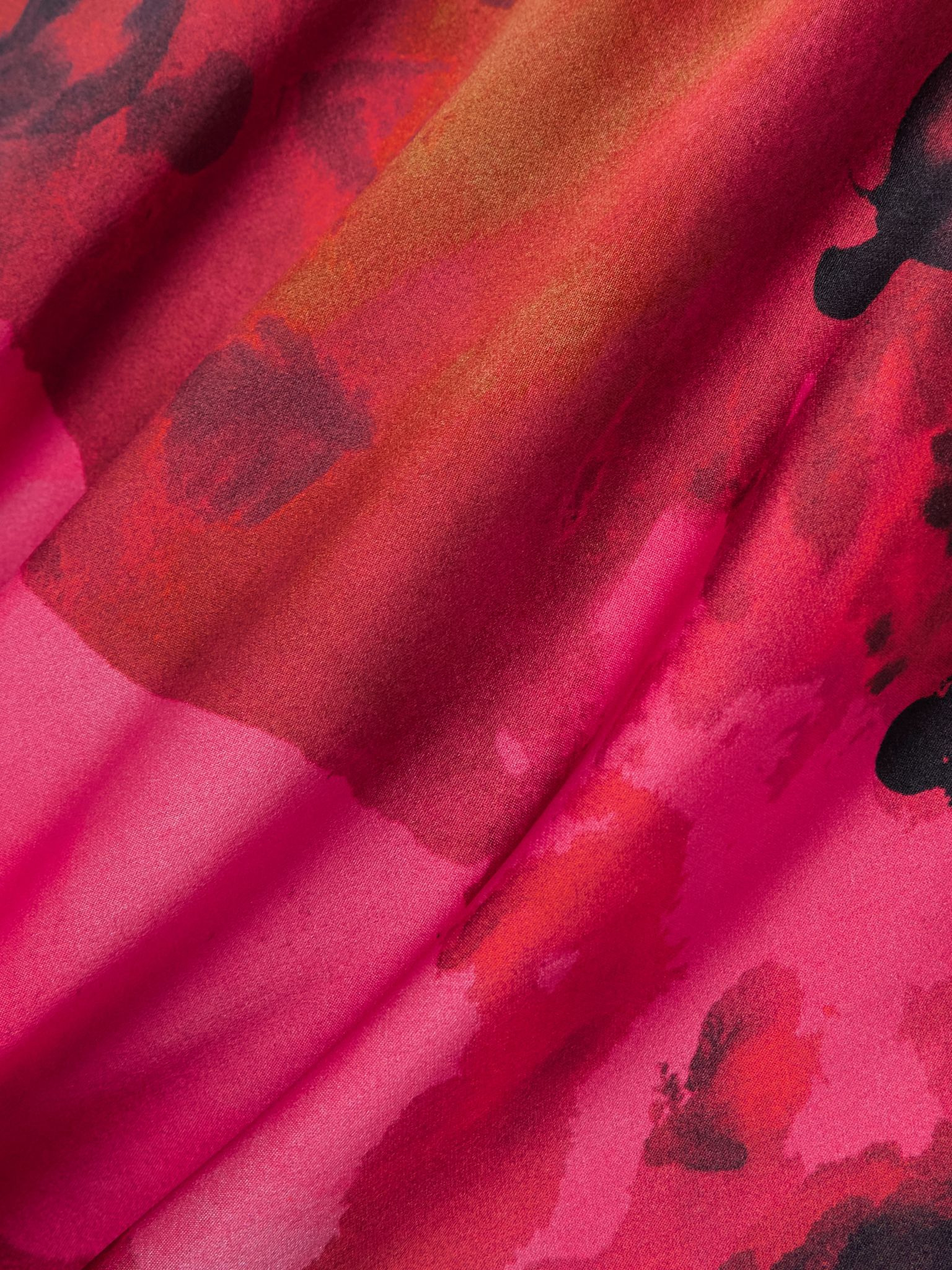 Draped floral-print silk-satin midi dress Red - 4