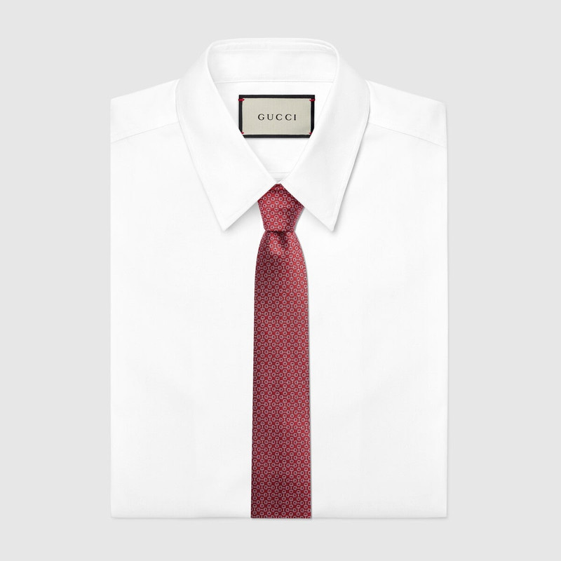 GUCCI Horsebit jacquard silk tie outlook