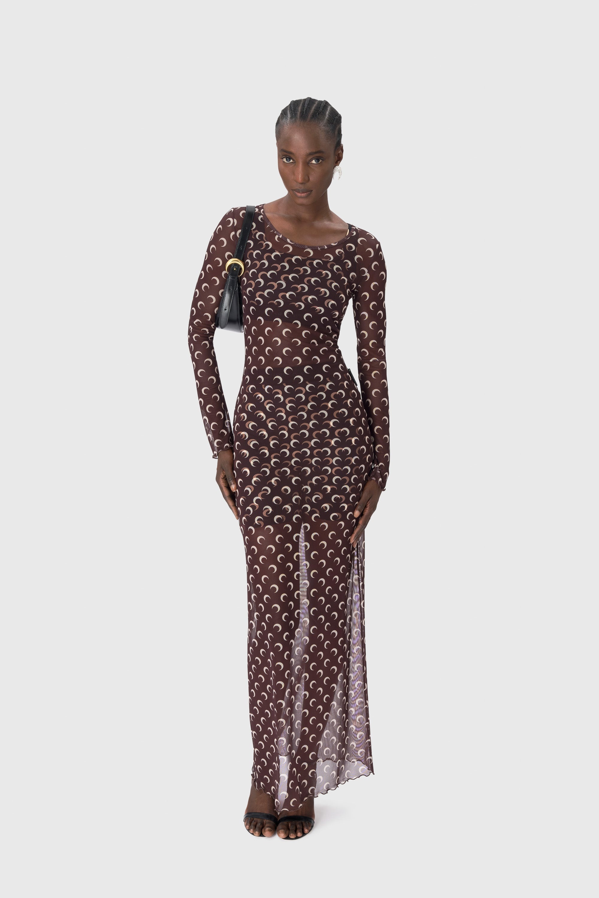 Moon Printed Mesh Panelled Dress - 4
