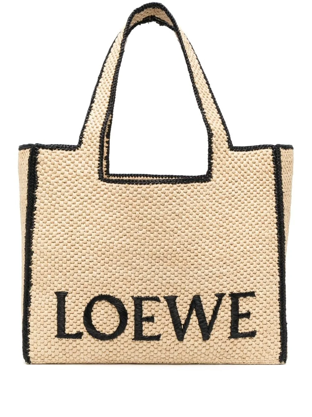 logo-lettering raffia tote bag - 1