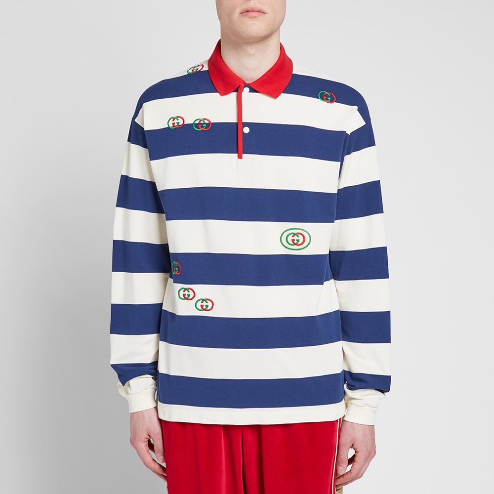 Gucci Long Sleeve Striped Logo Polo - 3