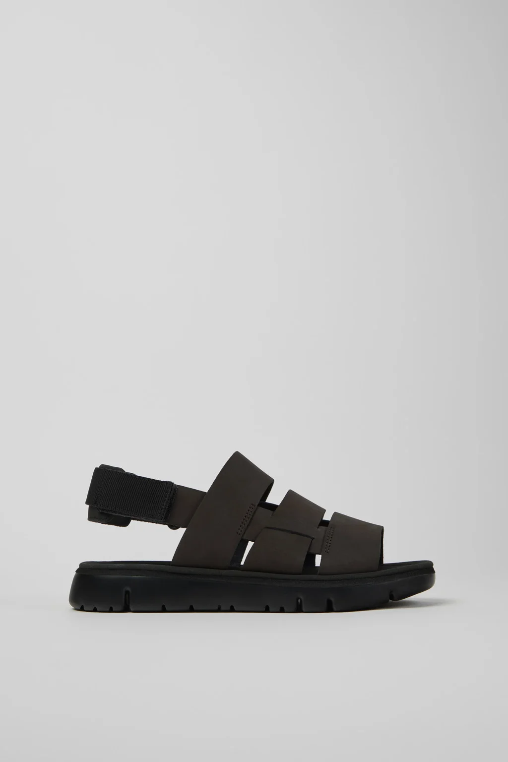 Oruga Brown Leather and Textile Sandals for Men. - 1