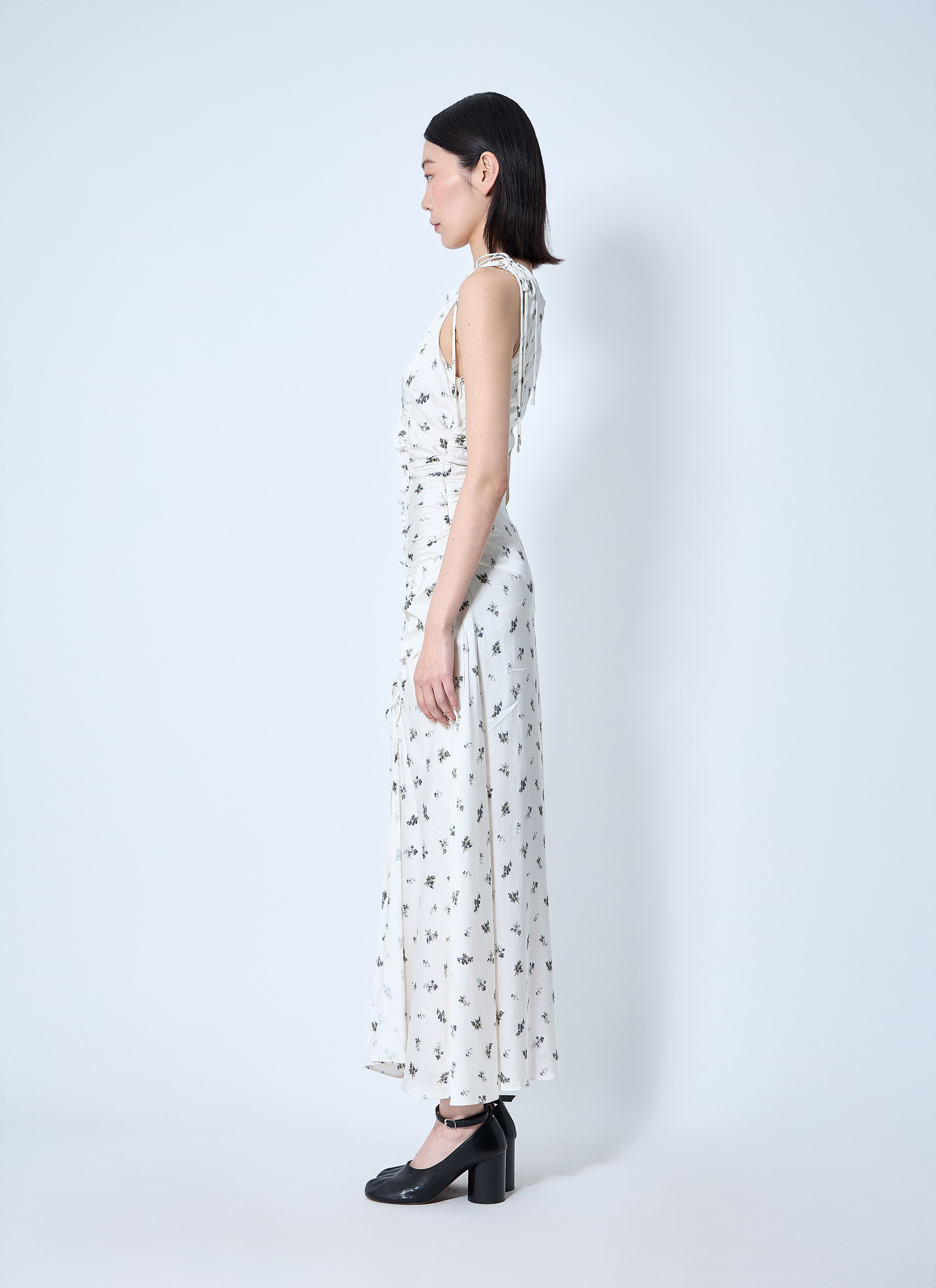 Printed Gathered Maxi Dress - 3