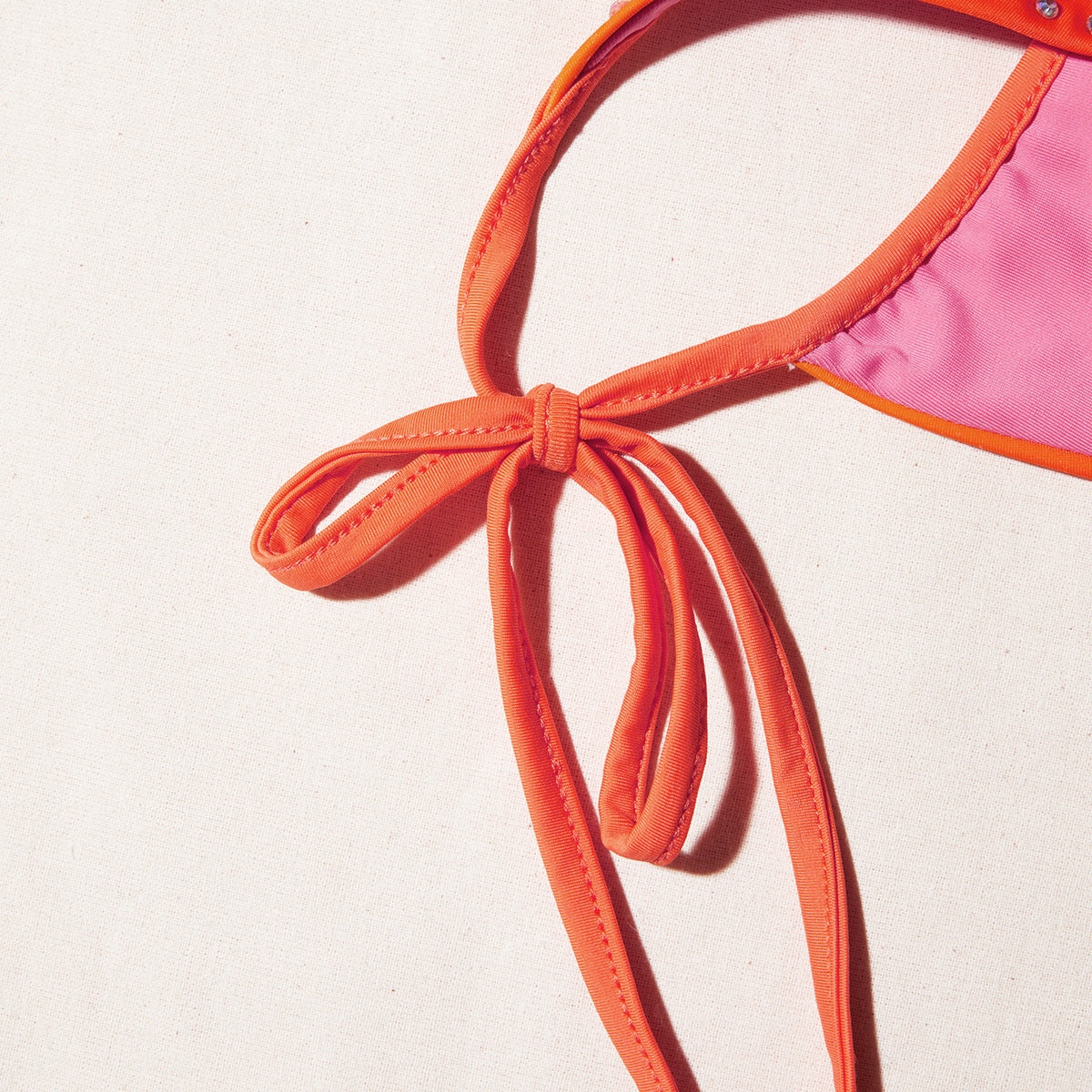 Orange Rhinestone Tie Side Bikini Brief - 5