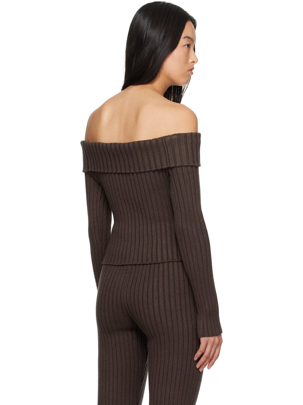 Brown Thalia Off Shoulder Sweater - 3