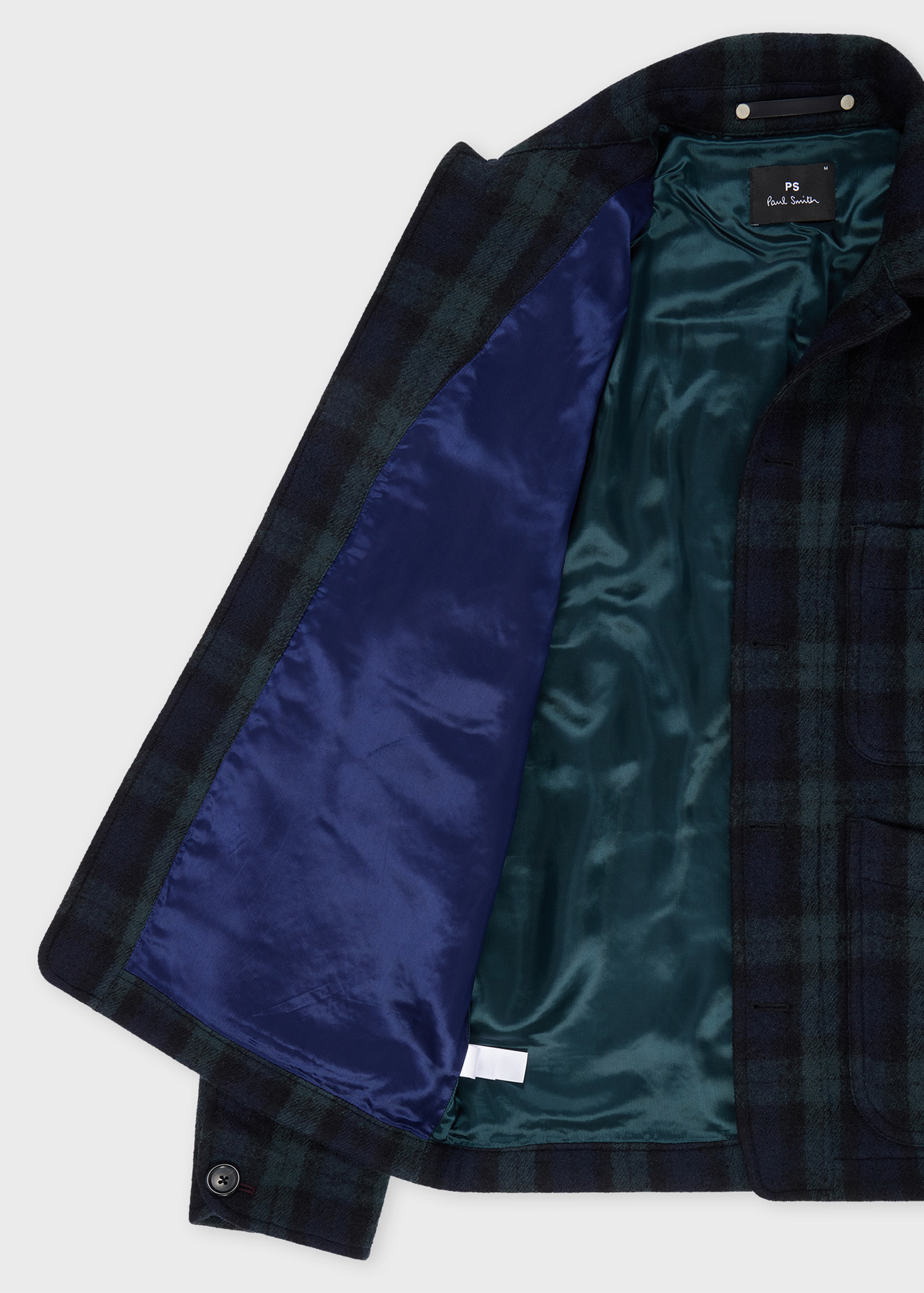 Navy and Green Check Wool Work Jacket - 4