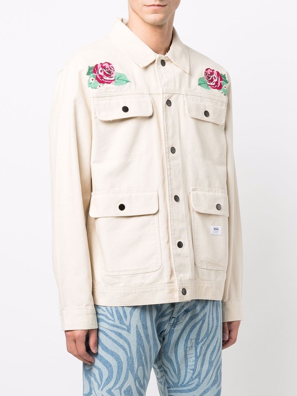 floral-embroidered cotton jacket - 3