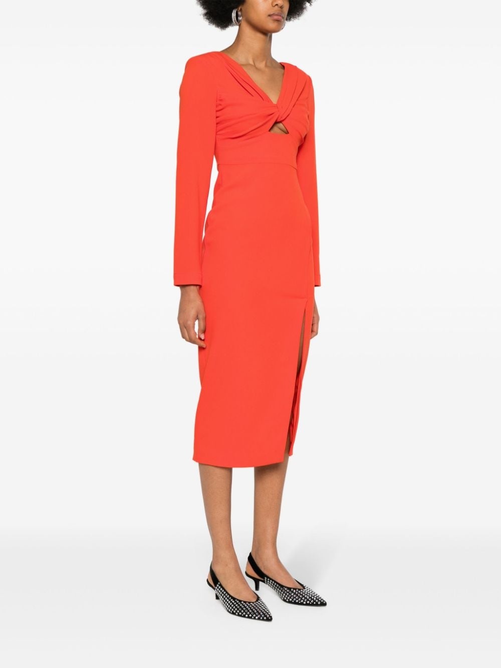 self-portrait☆Red Tailored Crepe Midi ワンピース【UK発】 Red Tailored Crepe Midi Dress – self-portrait