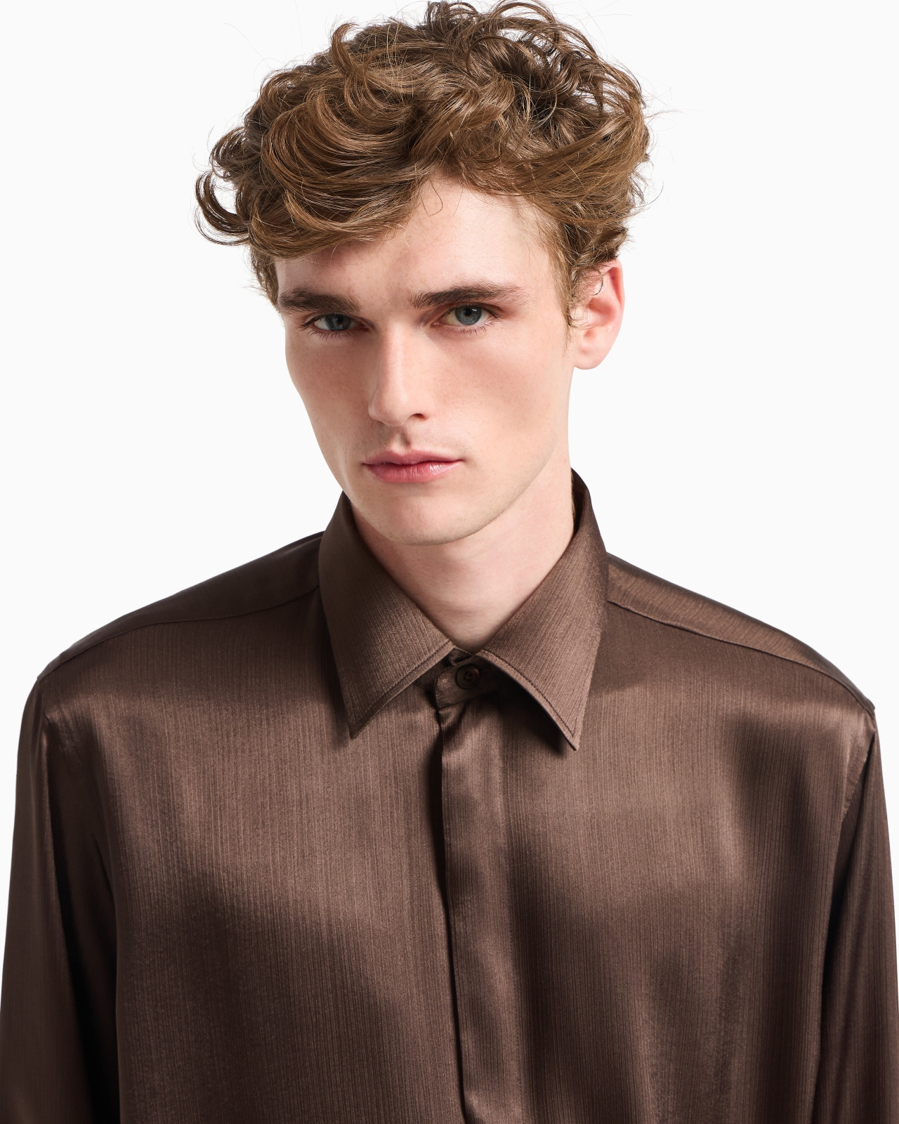 SOLID-COLOUR, PLEATED FABRIC SHIRT - 5