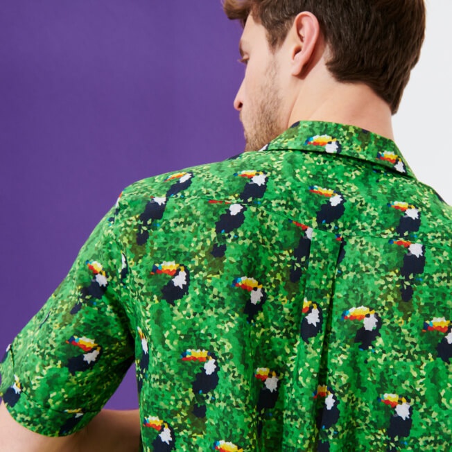 Men Bowling Shirt Linen and Cotton 2005 Les Toucans - 6