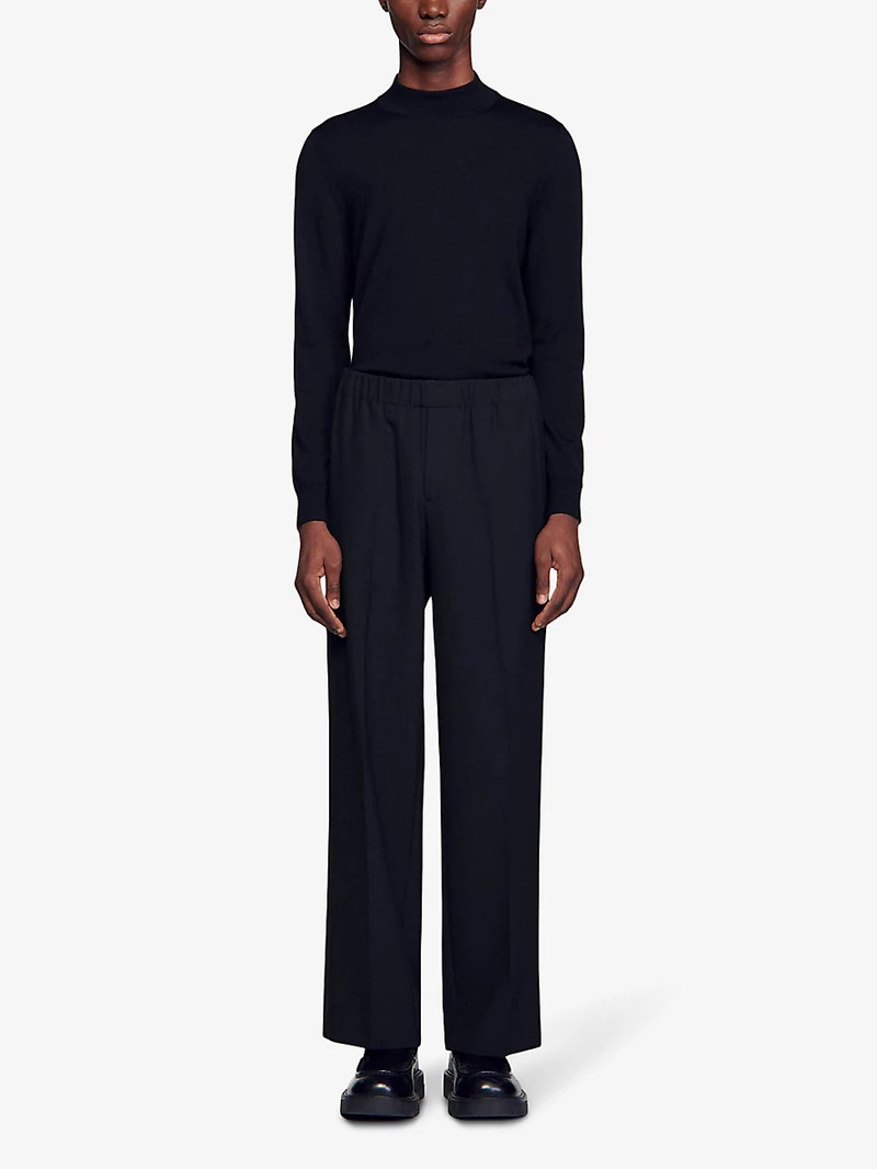 Sandro Elasticated-waist wide-leg stretch-woven trousers outlook