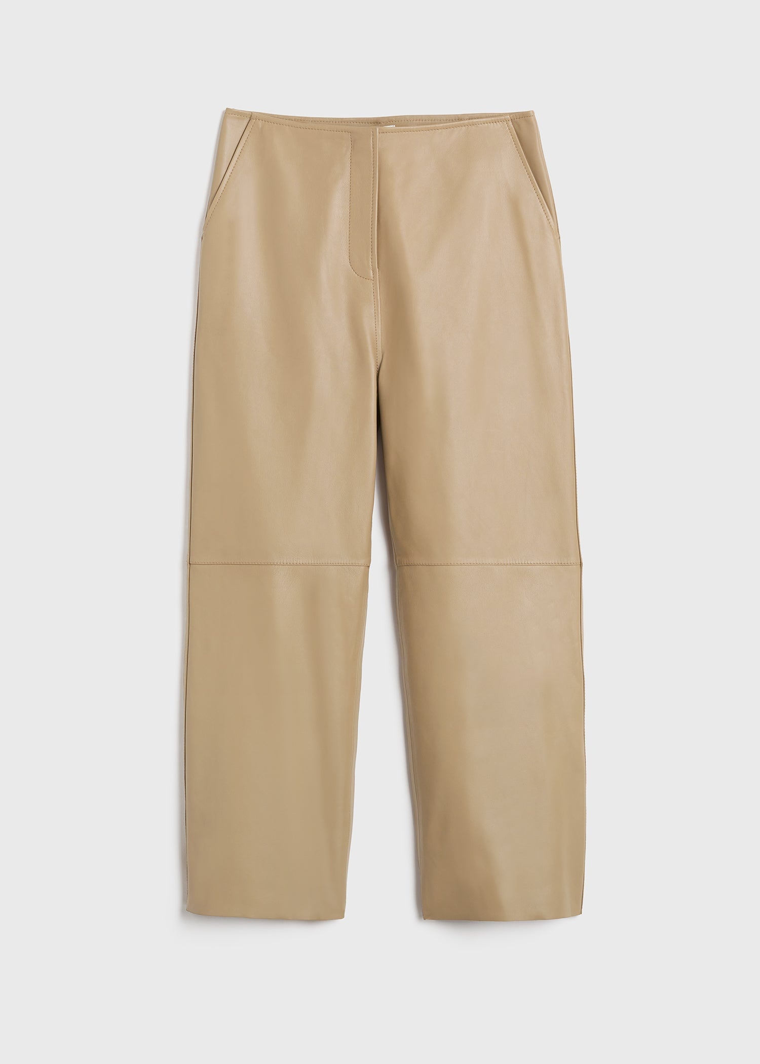 Paneled leather trousers biscuit - 1
