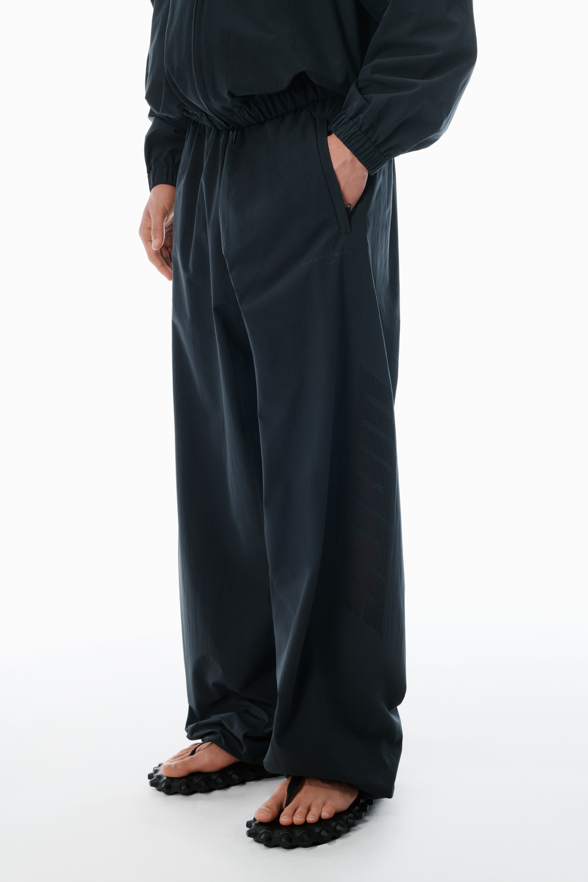 Black Perforated Logo Track Pants - 3
