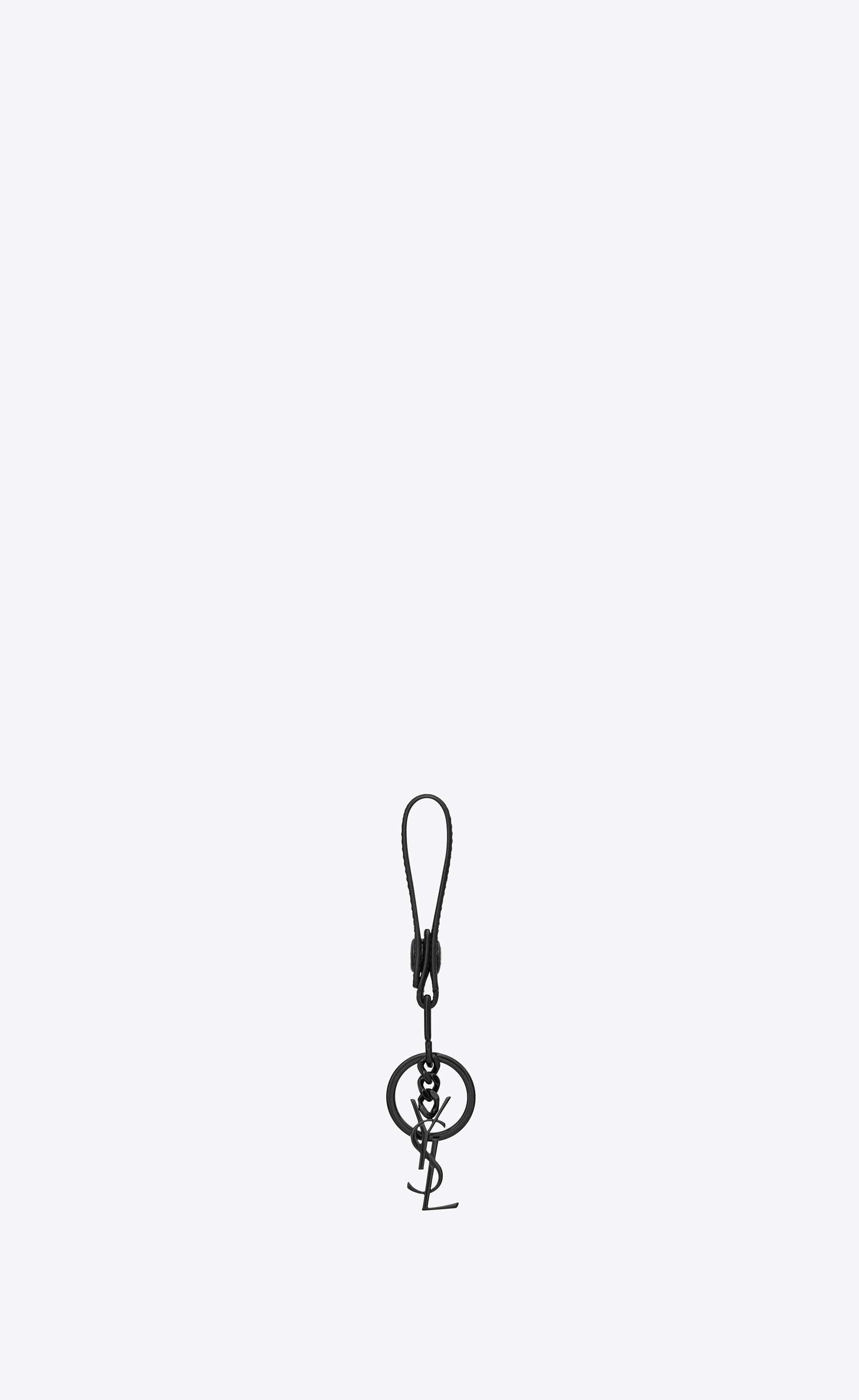 monogram key ring in grain de poudre embossed leather - 2