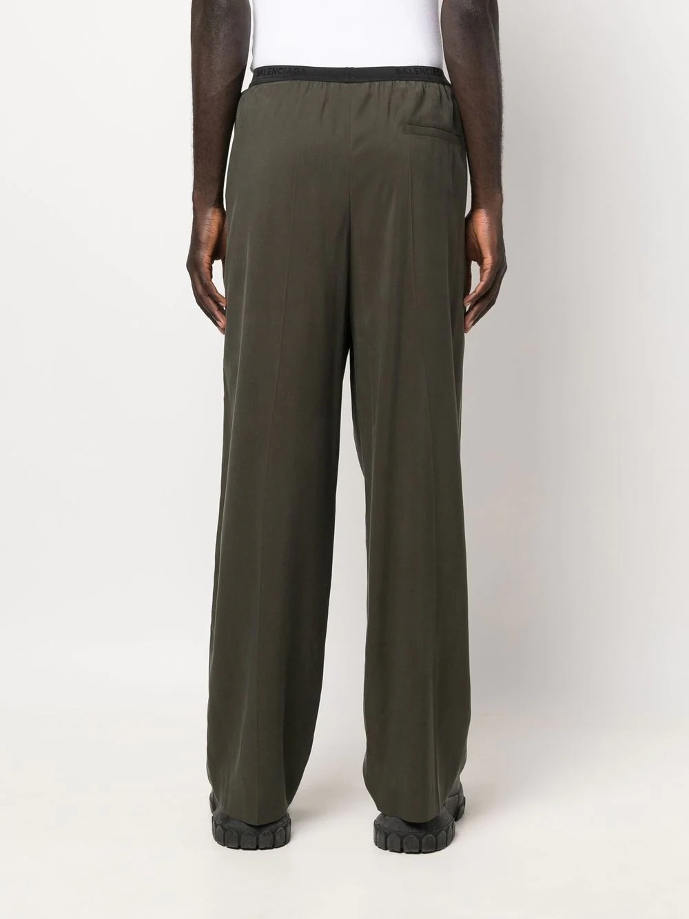 logo-waistband wide-leg trousers - 4