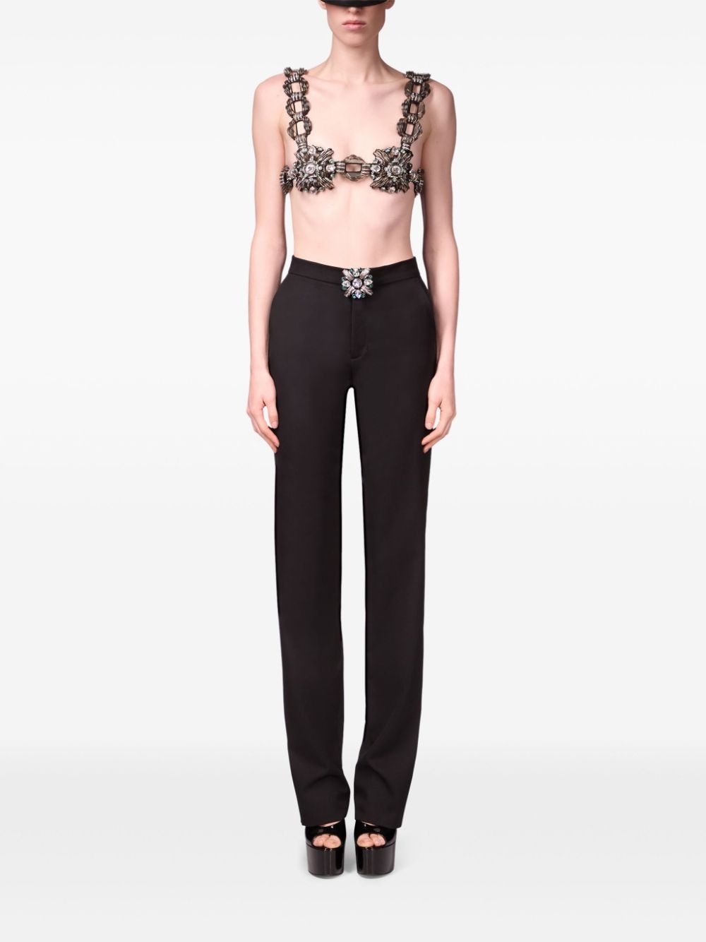 crystal brooch trousers - 2